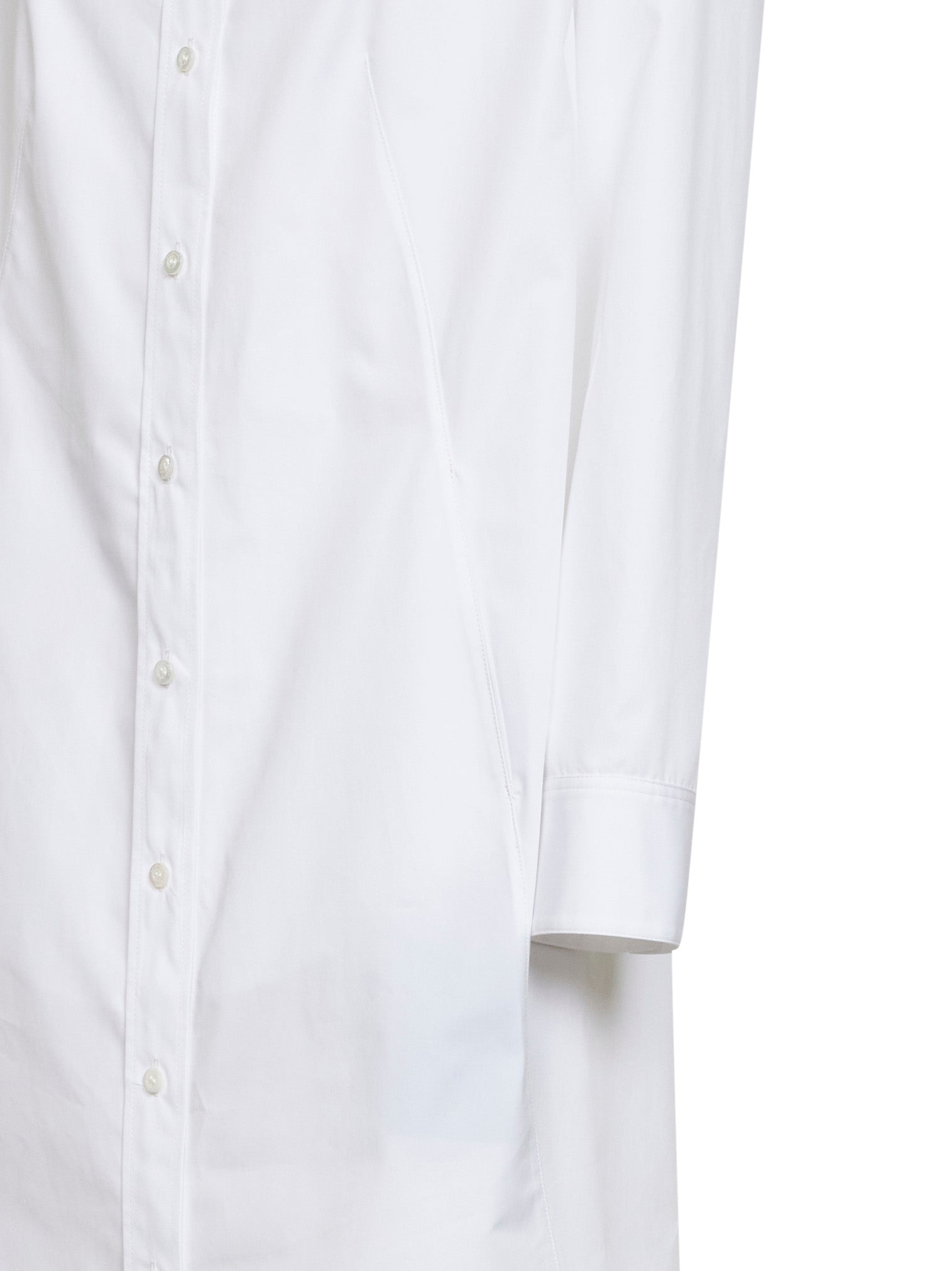 Balenciaga Women White Poplin Draped Back Shirt Dress BALENCIAGA