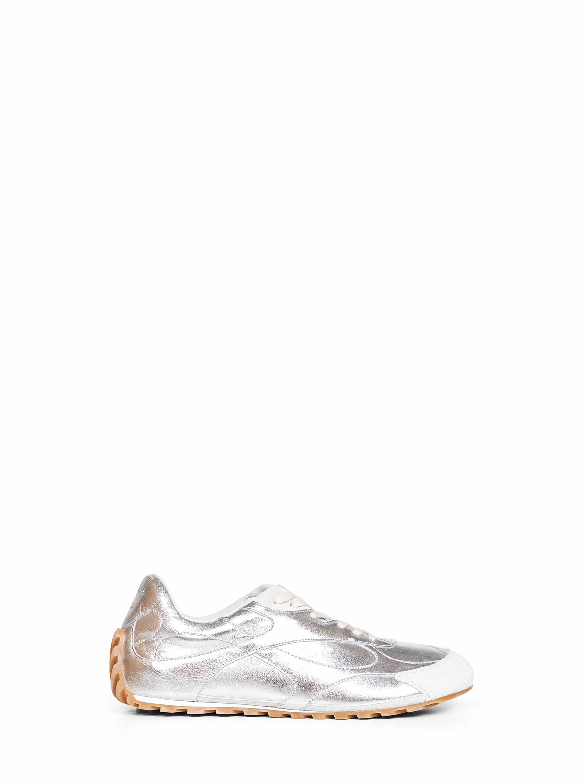 Bottega Veneta Men Silver Laminated Leather Orbit Flash Sneakers