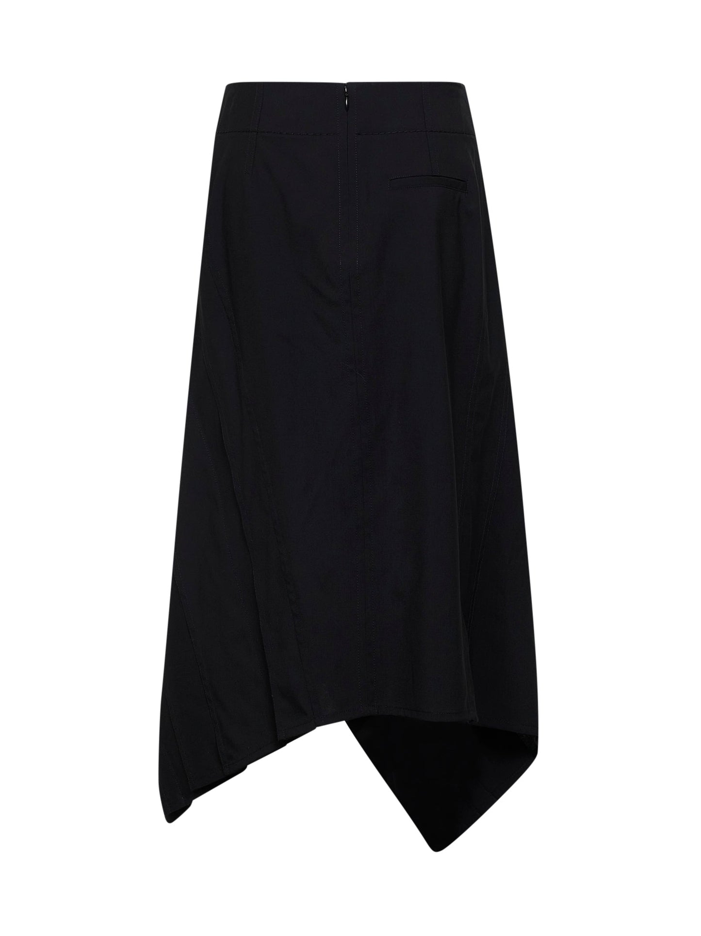 Bottega Veneta Women Black Wool Asymmetric Midi Skirt With Ruffles BOTTEGA VENETA