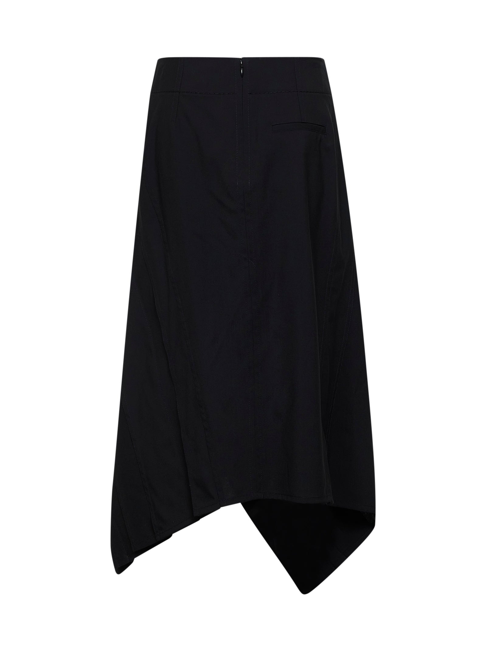Bottega Veneta Women Black Wool Asymmetric Midi Skirt With Ruffles BOTTEGA VENETA
