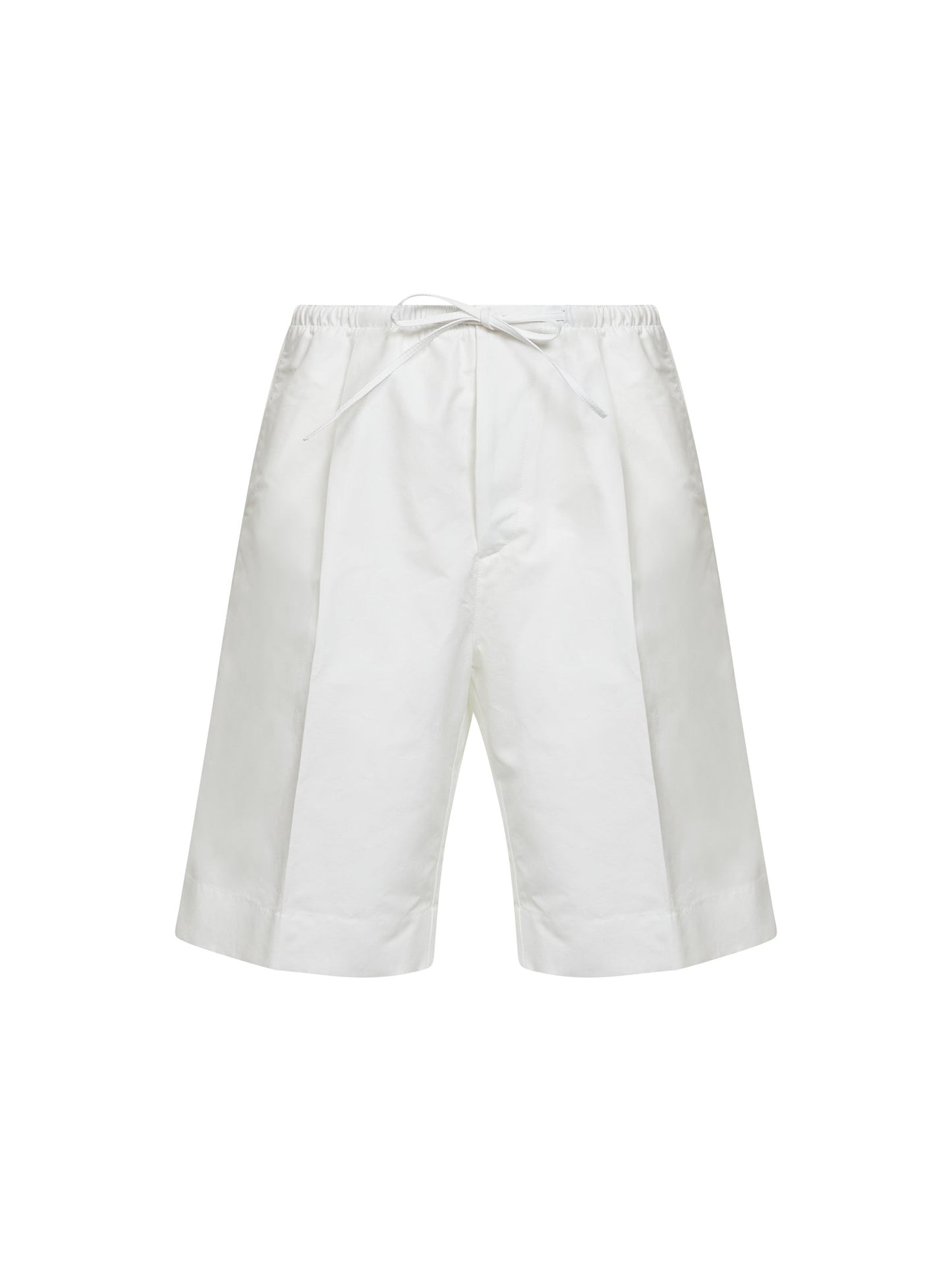 Bottega Veneta Men Chalk Cotton Poplin Pleated Bermuda Shorts BOTTEGA VENETA