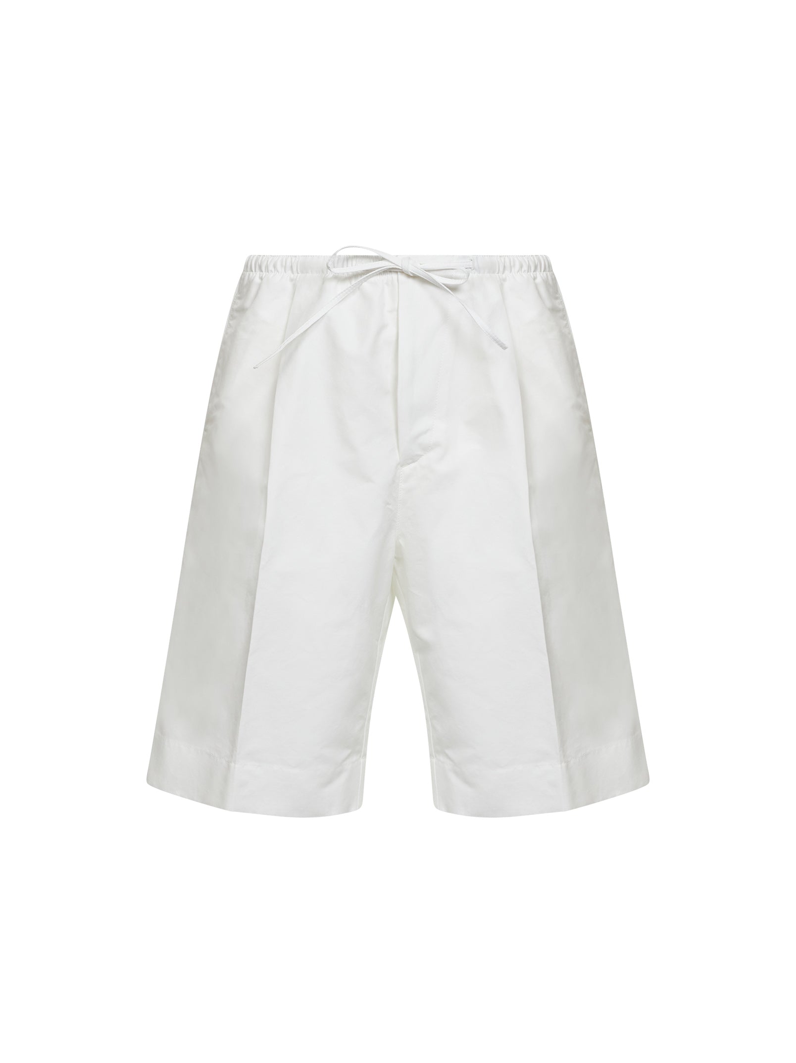 Bottega Veneta Men Chalk Cotton Poplin Pleated Bermuda Shorts BOTTEGA VENETA