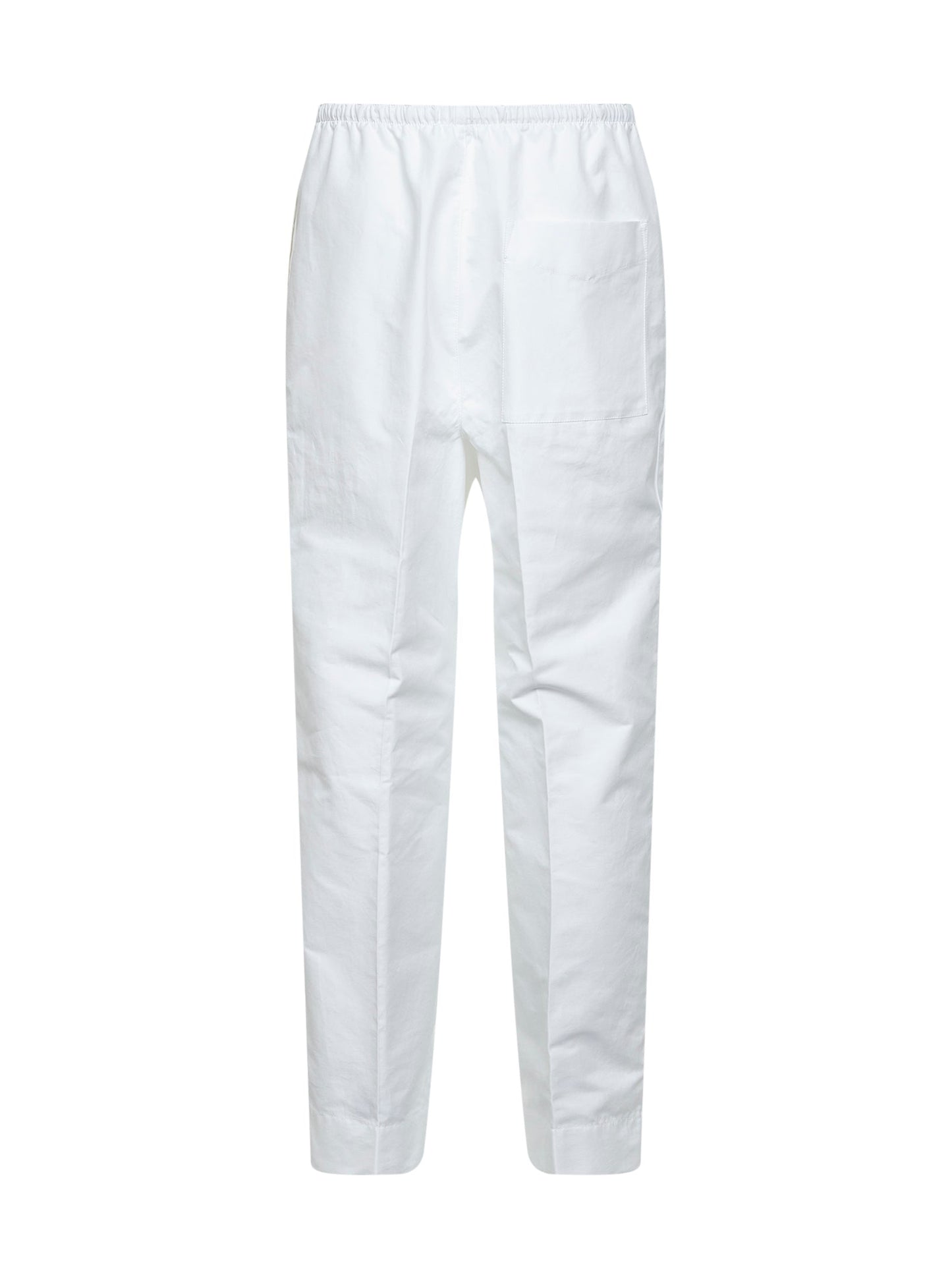 Bottega Veneta Men White Cotton Poplin Drawstring Trousers BOTTEGA VENETA