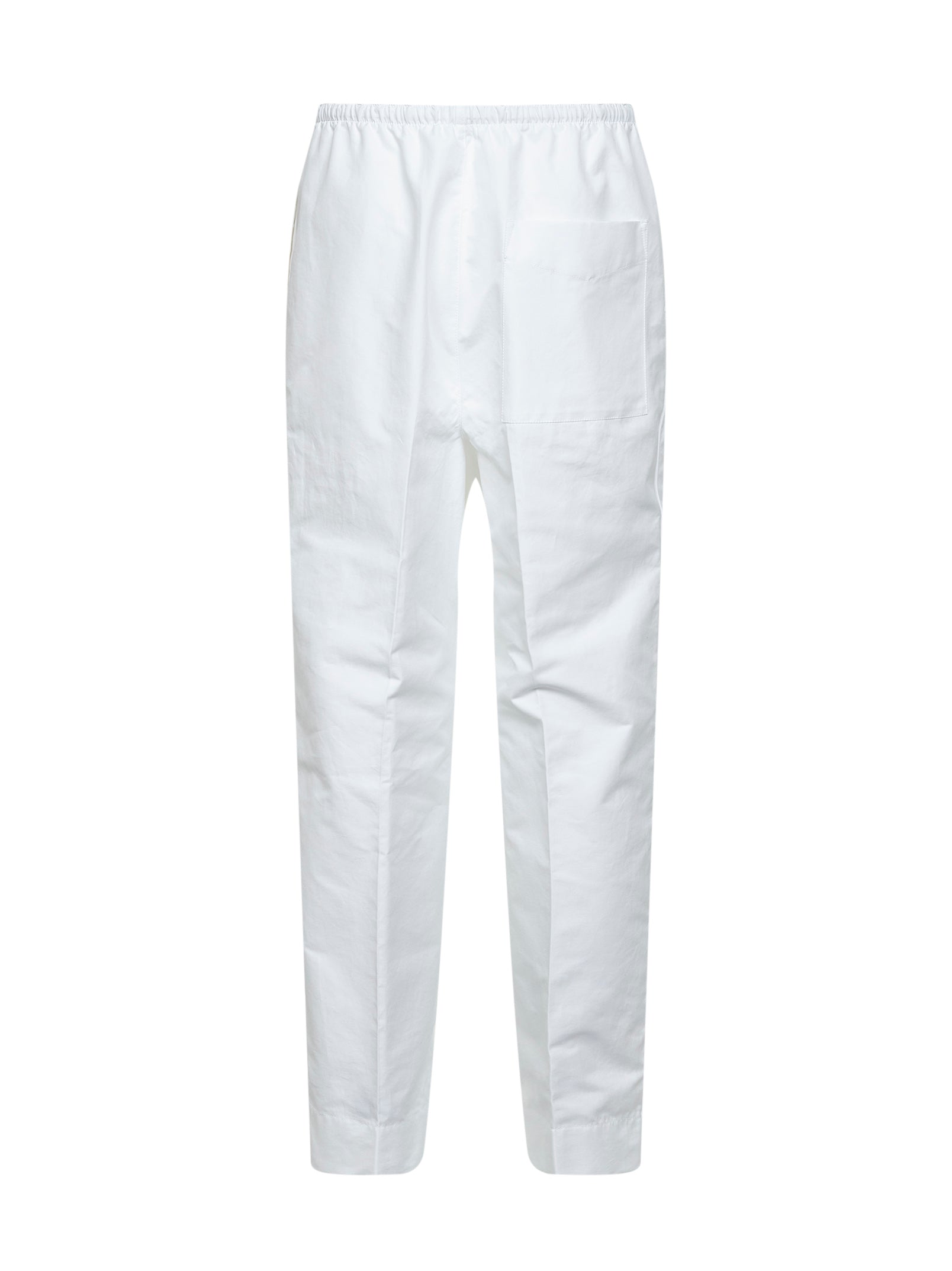 Bottega Veneta Men White Cotton Poplin Drawstring Trousers BOTTEGA VENETA