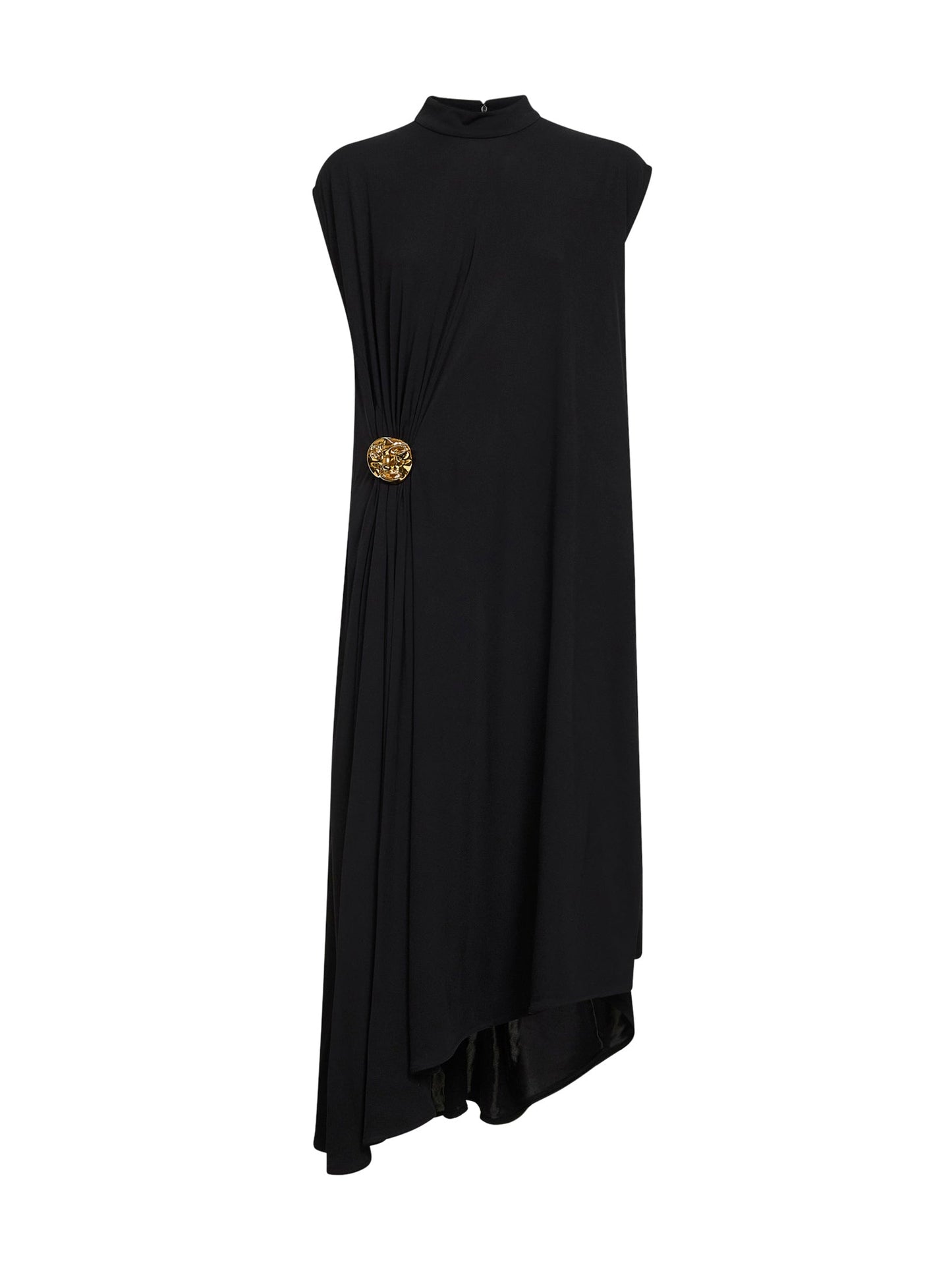 Bottega Veneta Women Black Crepe Viscose Jersey Asymmetric Dress BOTTEGA VENETA