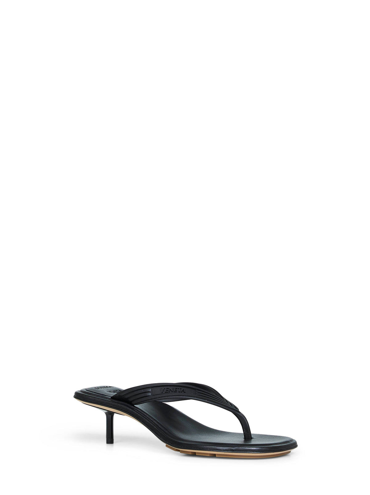 Bottega Veneta Women Black Matte Rubber Sampieri Thong Sandals BOTTEGA VENETA