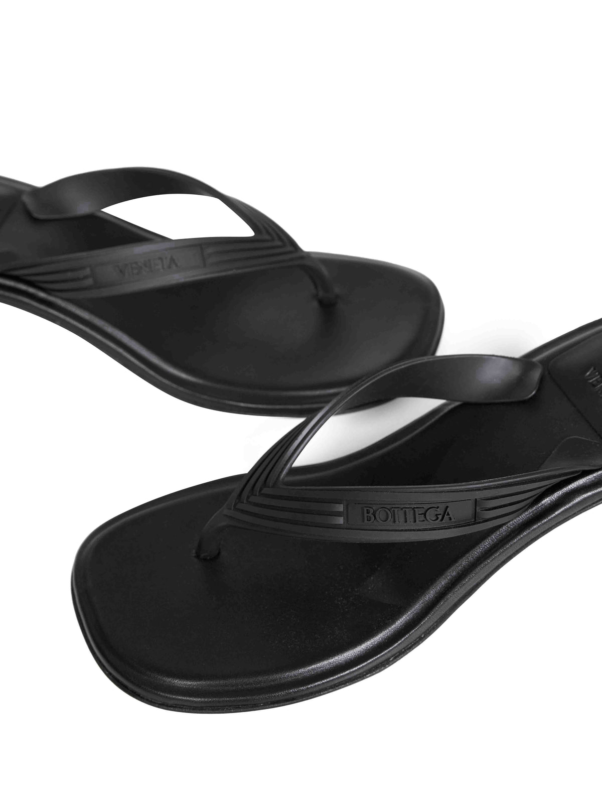 Bottega Veneta Women Black Matte Rubber Sampieri Thong Sandals BOTTEGA VENETA