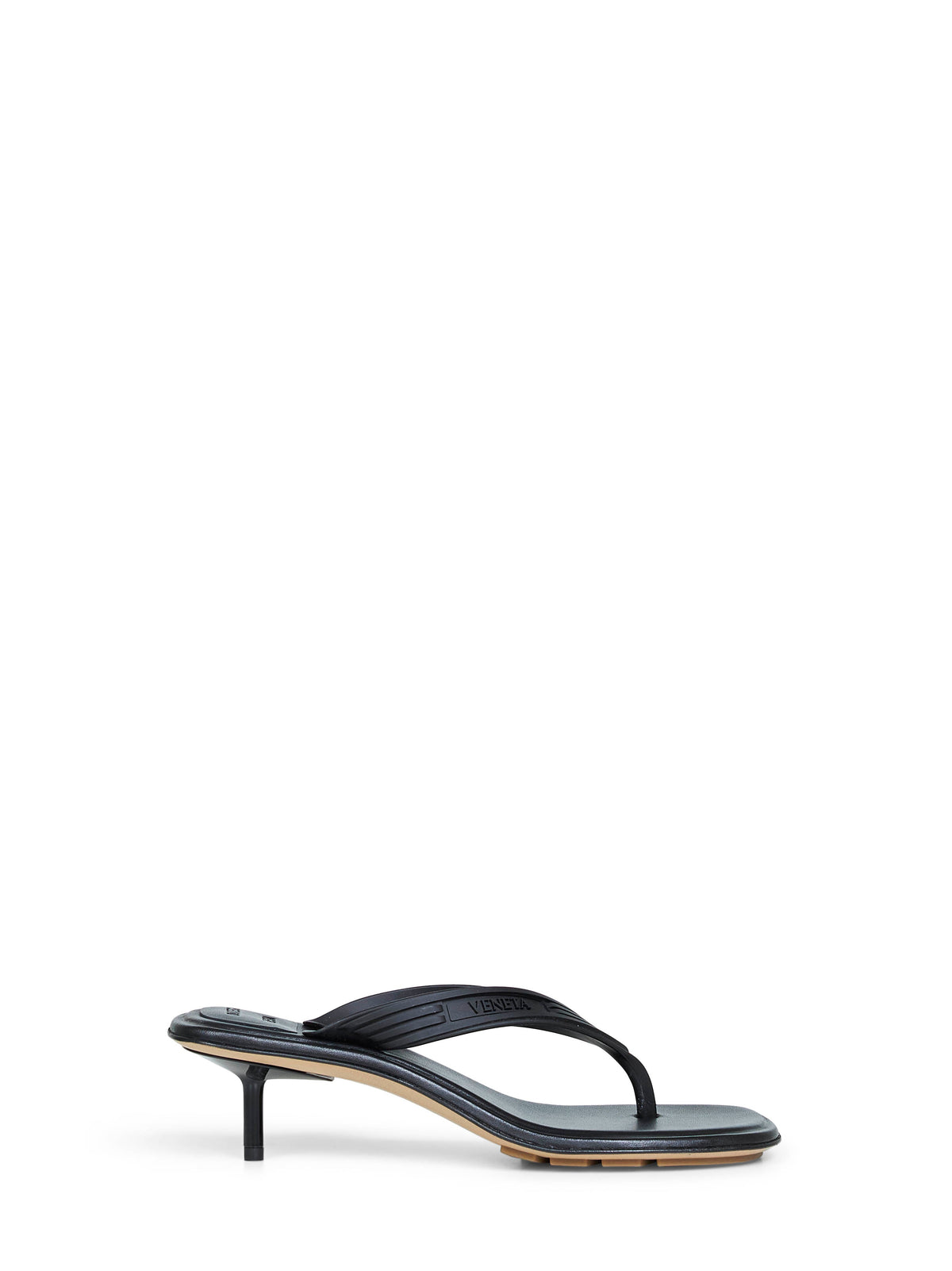 Bottega Veneta Women Black Matte Rubber Sampieri Thong Sandals BOTTEGA VENETA