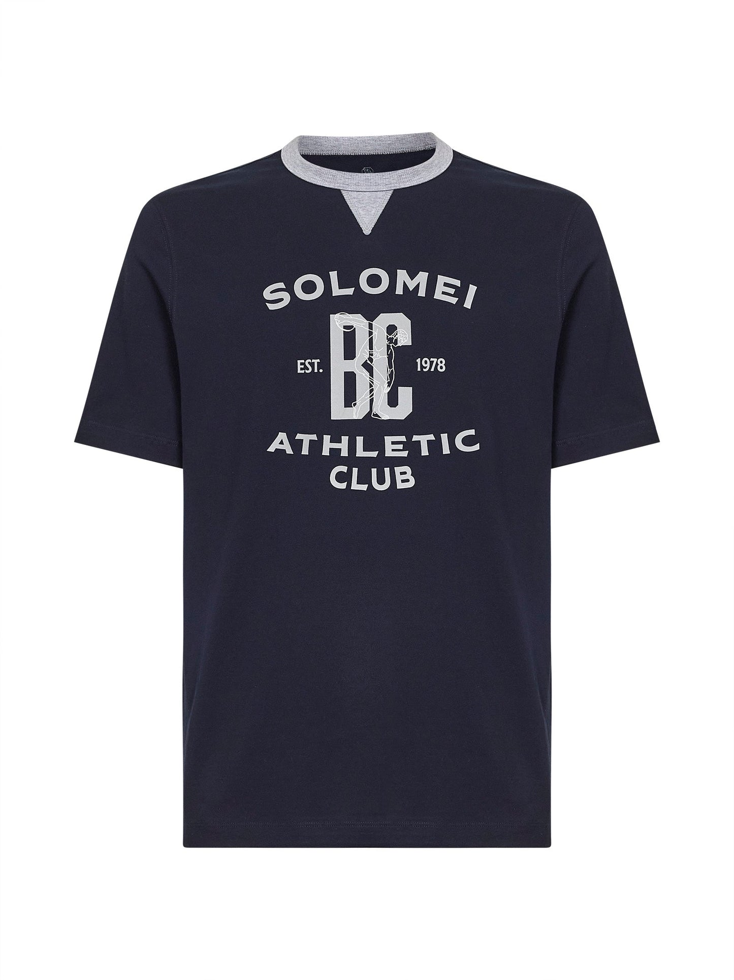 Brunello Cucinelli Men Cobalt Cotton Jersey Printed T-Shirt BRUNELLO CUCINELLI