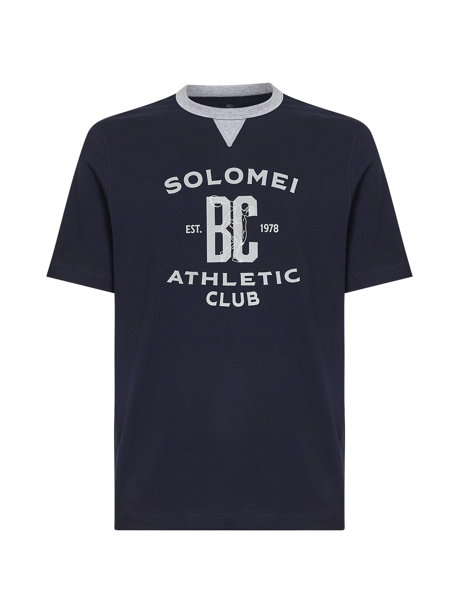 Brunello Cucinelli Men Cobalt Cotton Jersey Printed T-Shirt BRUNELLO CUCINELLI
