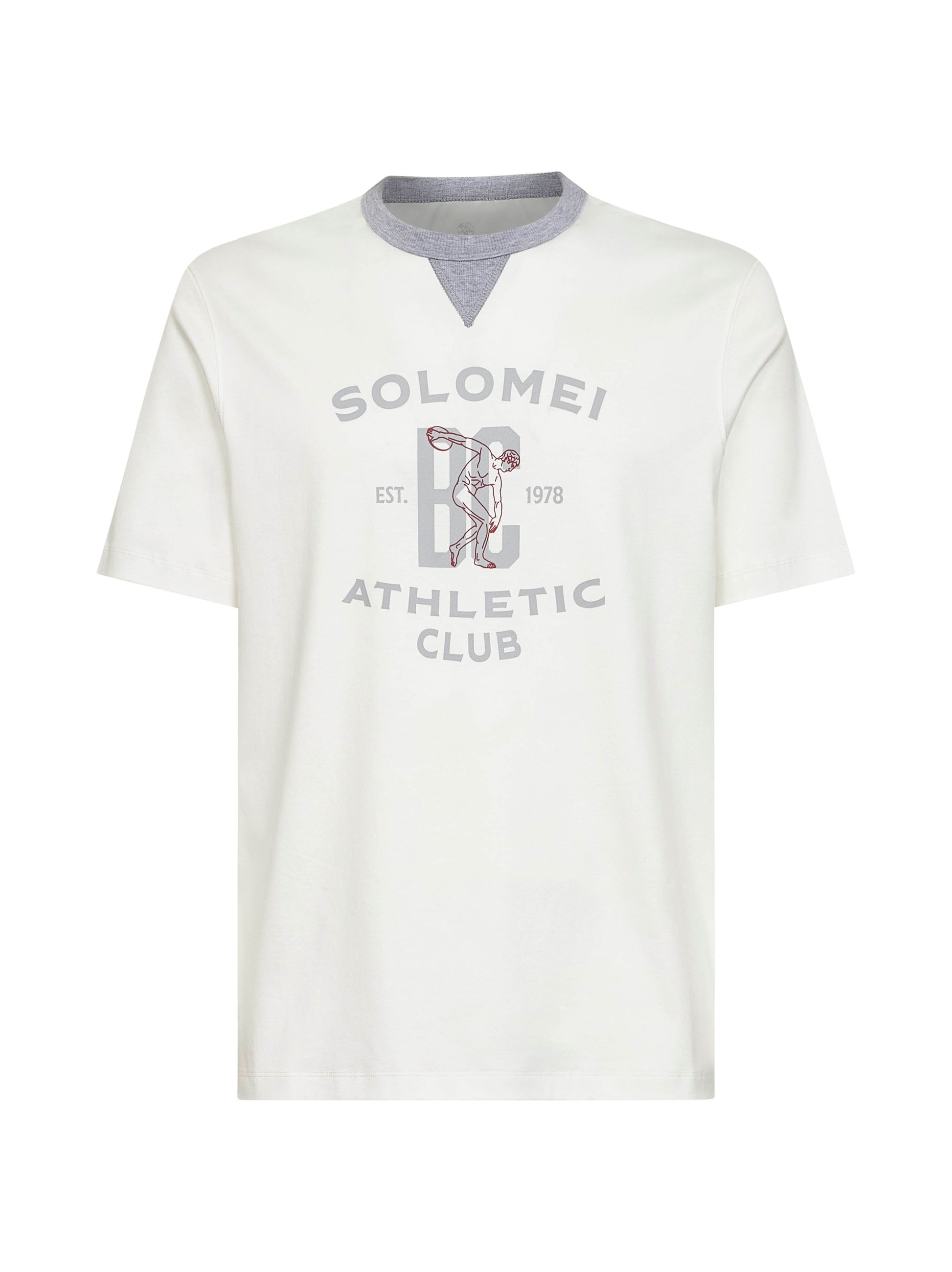 Brunello Cucinelli Men White Cotton Jersey Printed T-Shirt BRUNELLO CUCINELLI