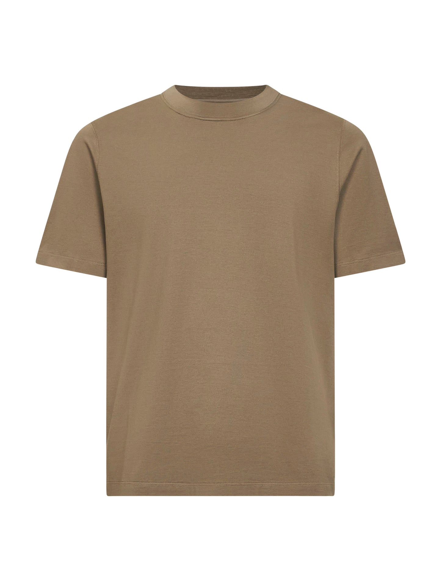 Brunello Cucinelli Men Khaki Cotton Jersey Crewneck T-Shirt BRUNELLO CUCINELLI
