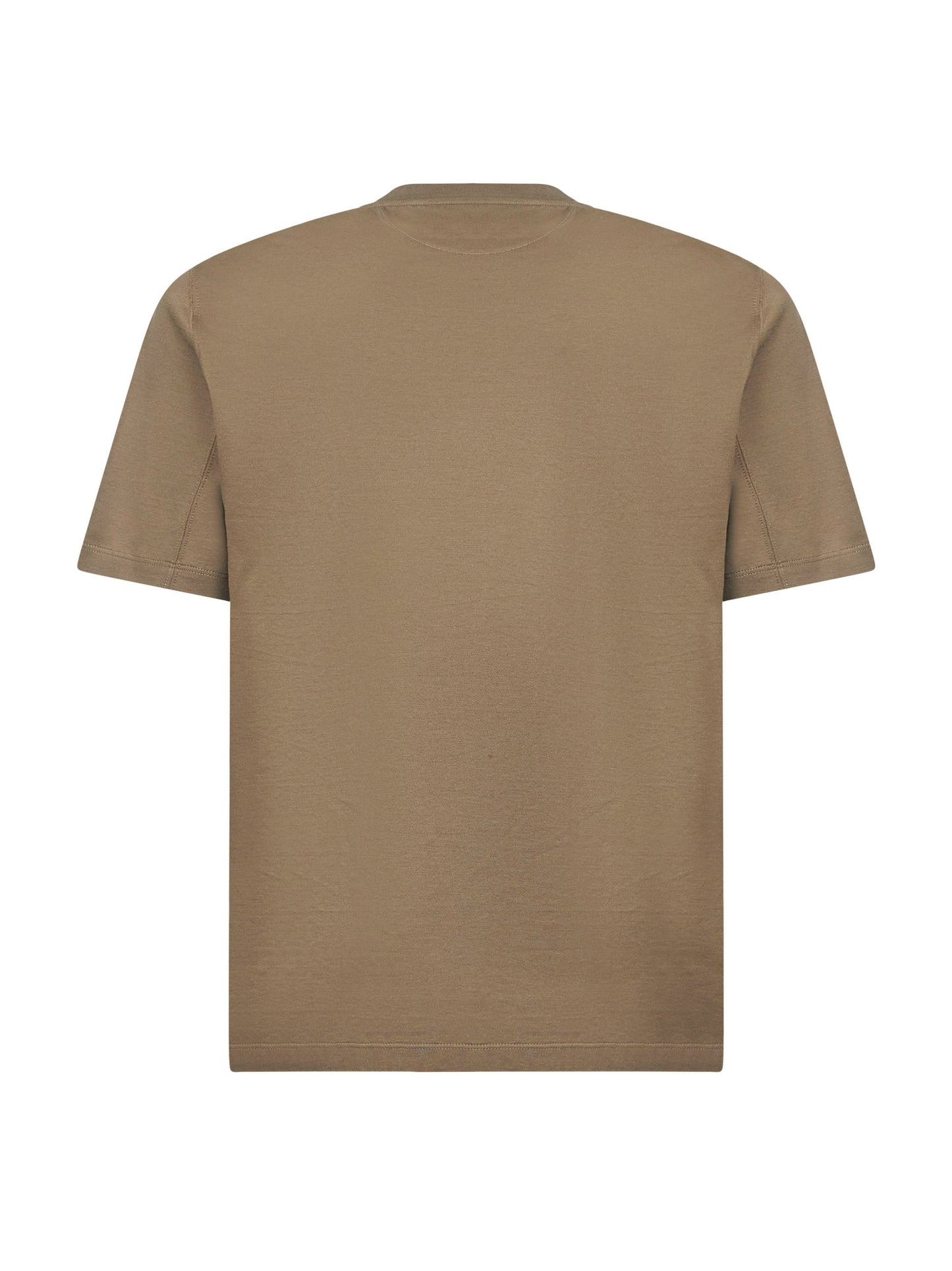 Brunello Cucinelli Men Khaki Cotton Jersey Crewneck T-Shirt BRUNELLO CUCINELLI