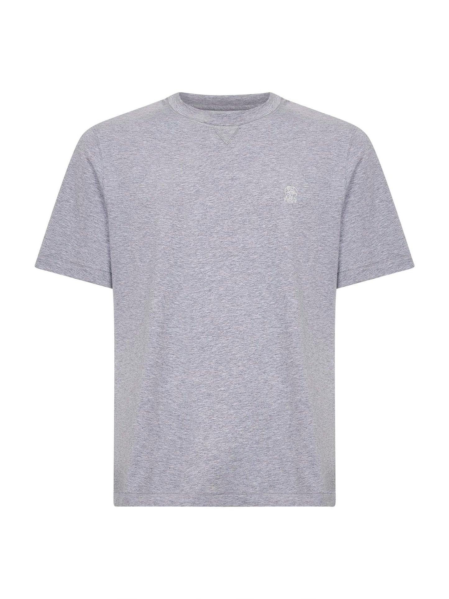 Brunello Cucinelli Men Grey Solomeo Crest Crewneck T-Shirt BRUNELLO CUCINELLI