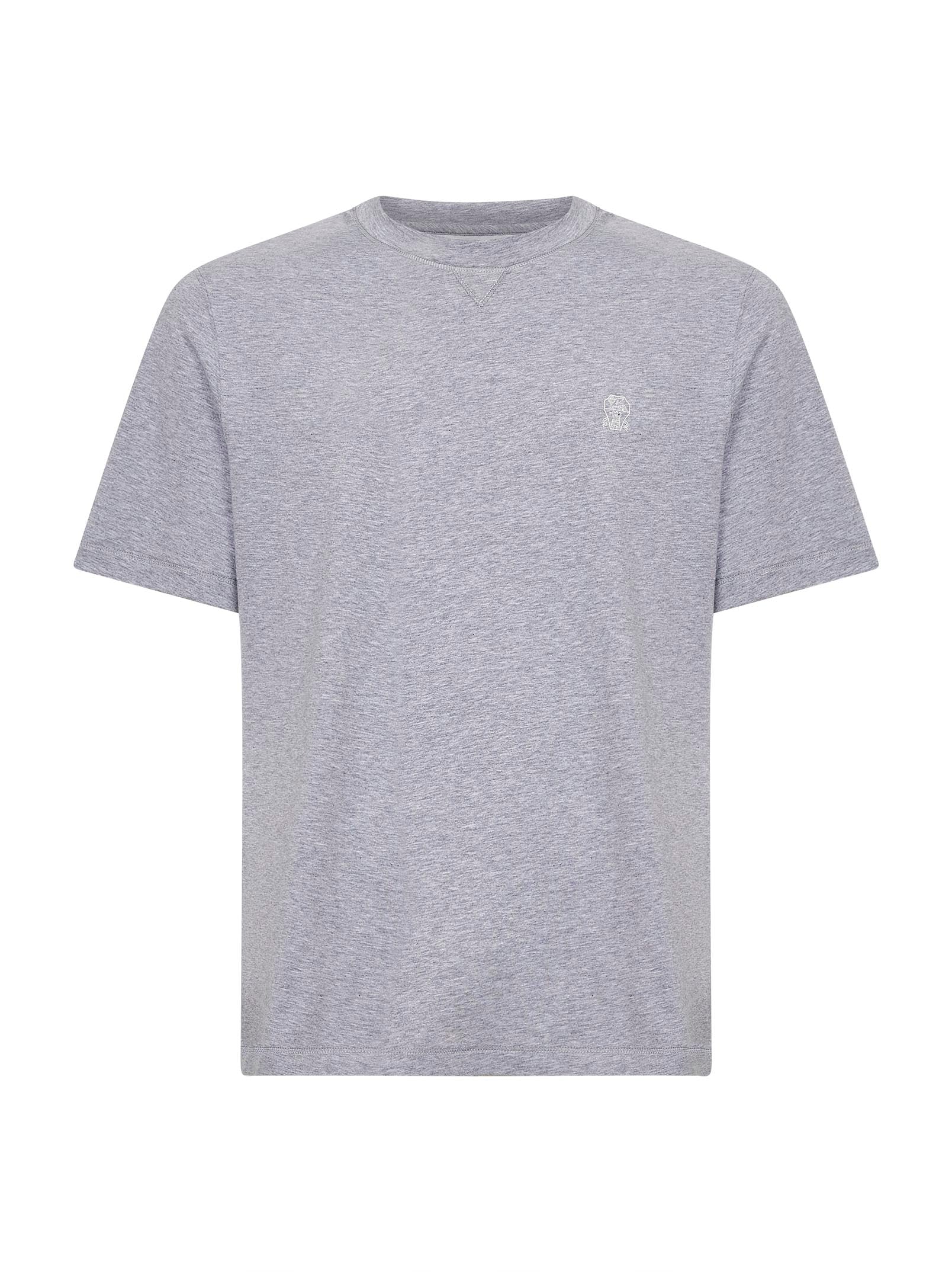 Brunello Cucinelli Men Grey Solomeo Crest Crewneck T-Shirt BRUNELLO CUCINELLI