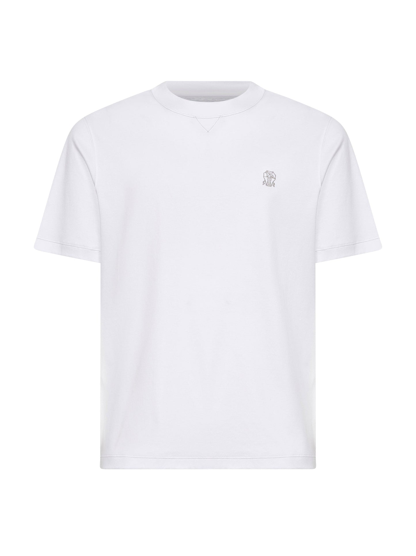 Brunello Cucinelli Men White Solomeo Crest Crewneck T-Shirt BRUNELLO CUCINELLI