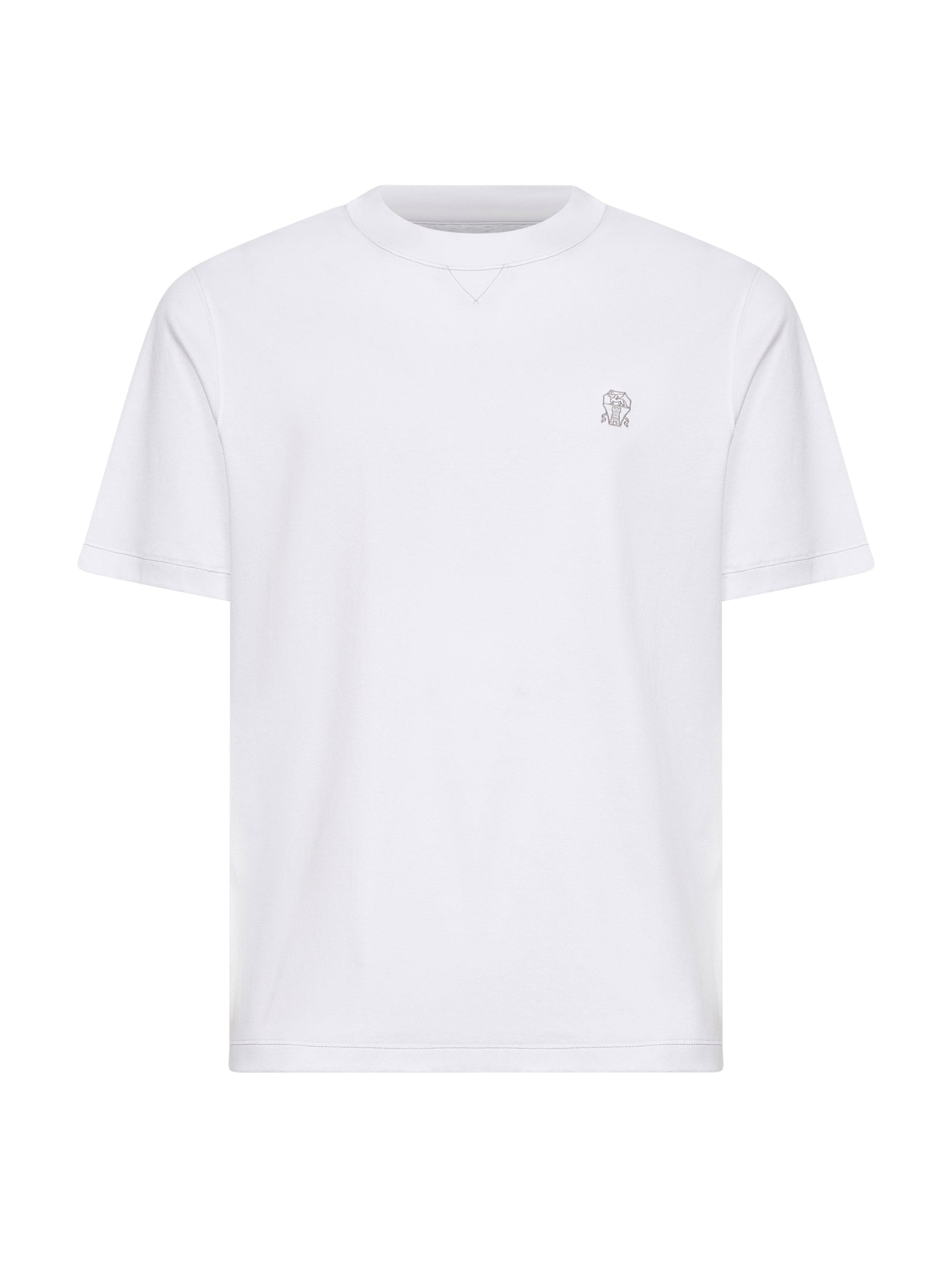 Brunello Cucinelli Men White Solomeo Crest Crewneck T-Shirt BRUNELLO CUCINELLI