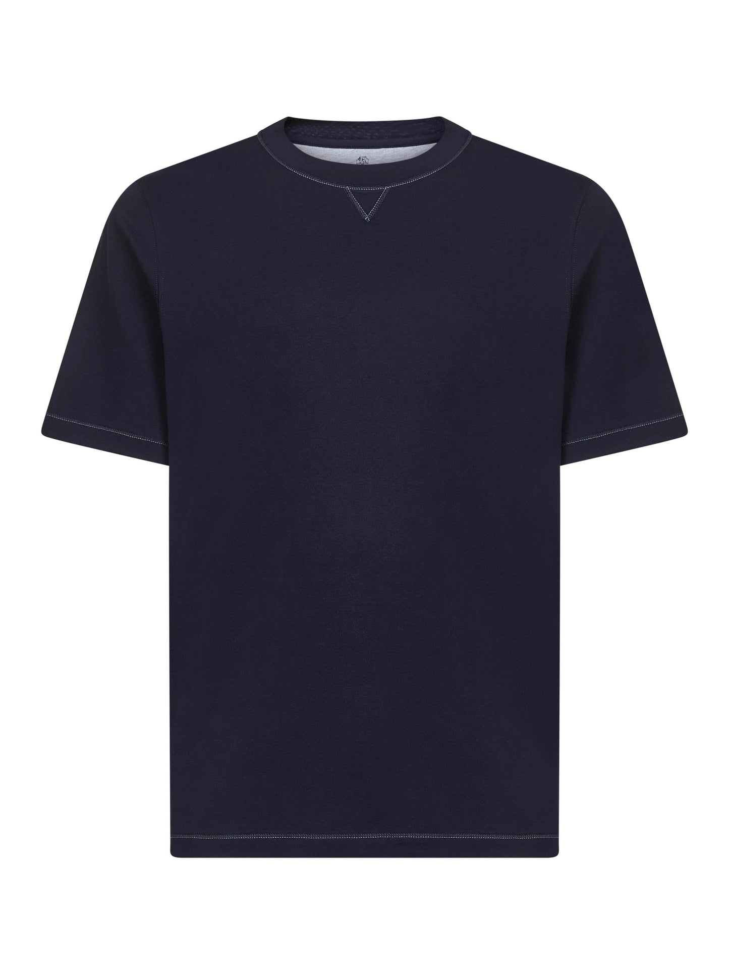 Brunello Cucinelli Men Blue Solomeo Crest Crewneck T-Shirt BRUNELLO CUCINELLI