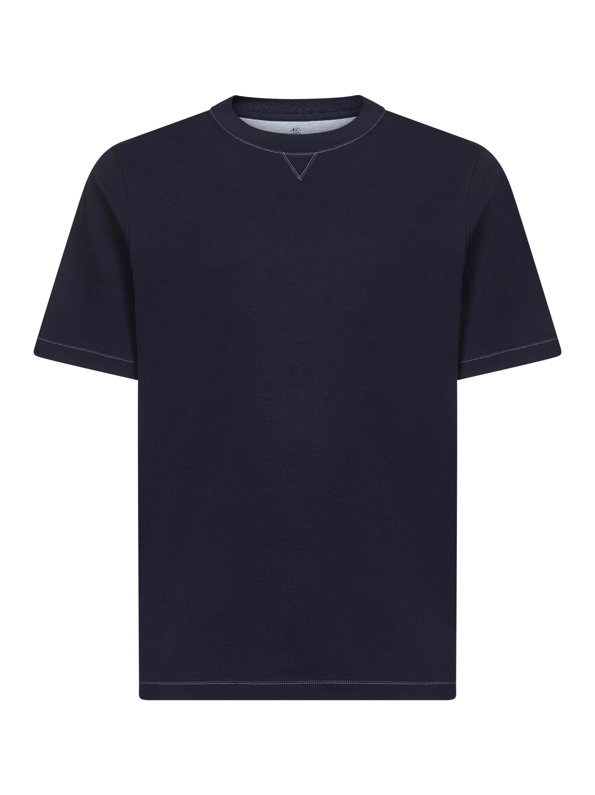 Brunello Cucinelli Men Blue Solomeo Crest Crewneck T-Shirt BRUNELLO CUCINELLI