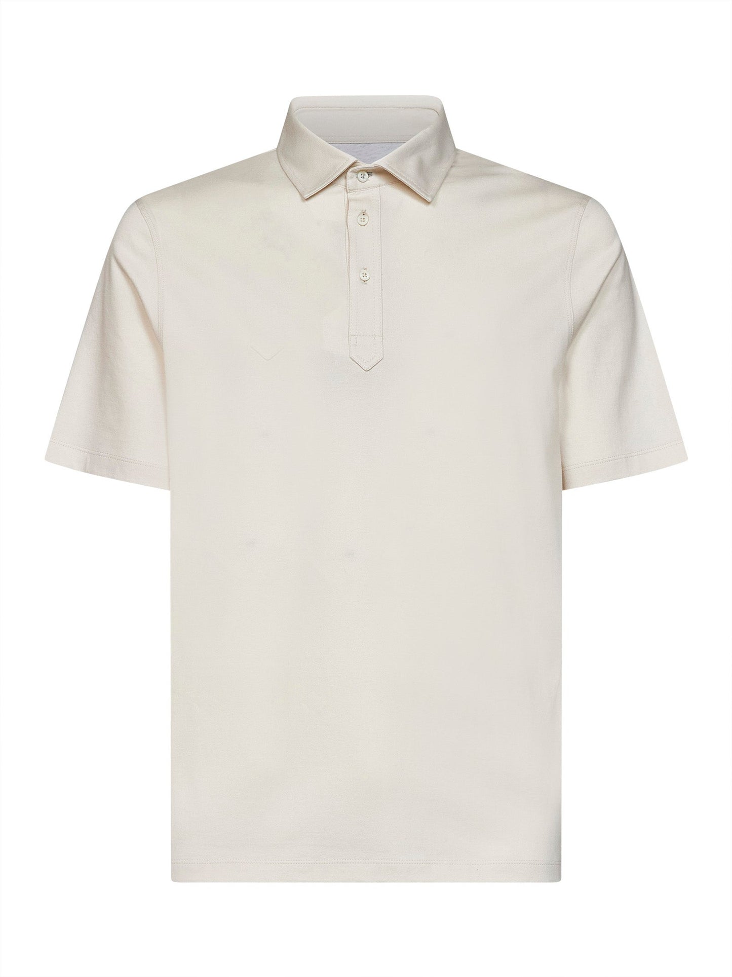 Brunello Cucinelli Men Cream White Cotton Jersey Polo Shirt BRUNELLO CUCINELLI