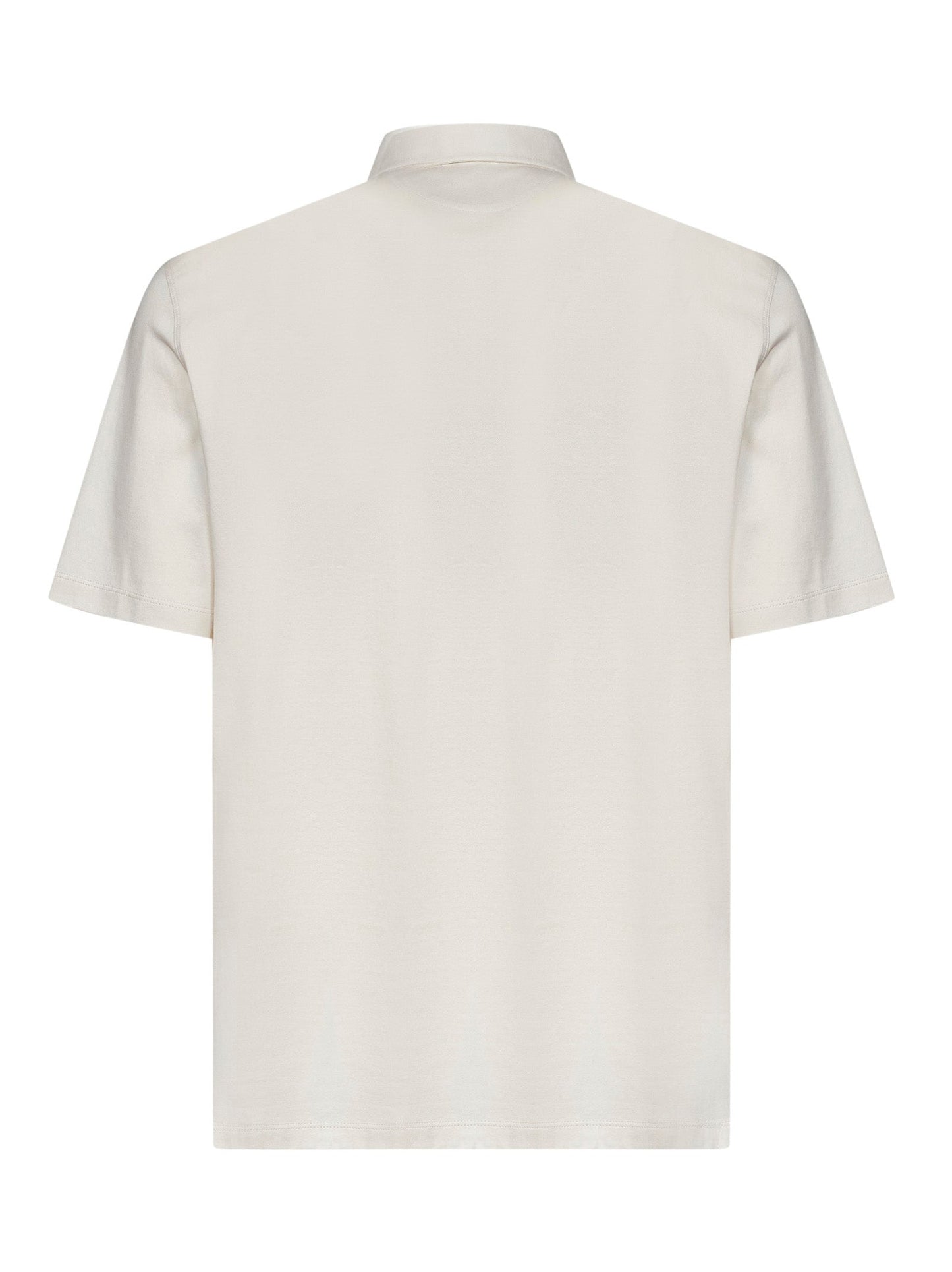 Brunello Cucinelli Men Cream White Cotton Jersey Polo Shirt BRUNELLO CUCINELLI