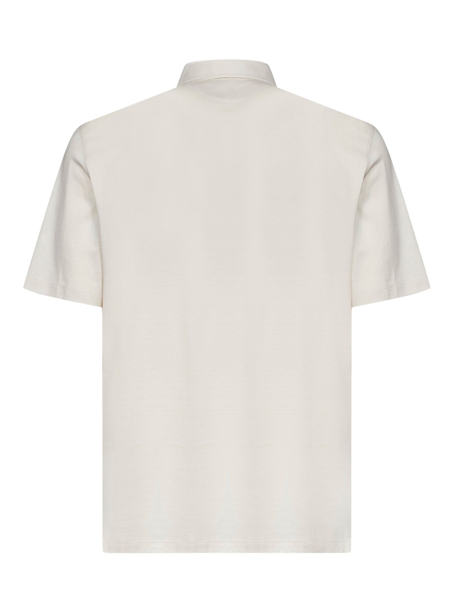 Brunello Cucinelli Men Cream White Cotton Jersey Polo Shirt BRUNELLO CUCINELLI