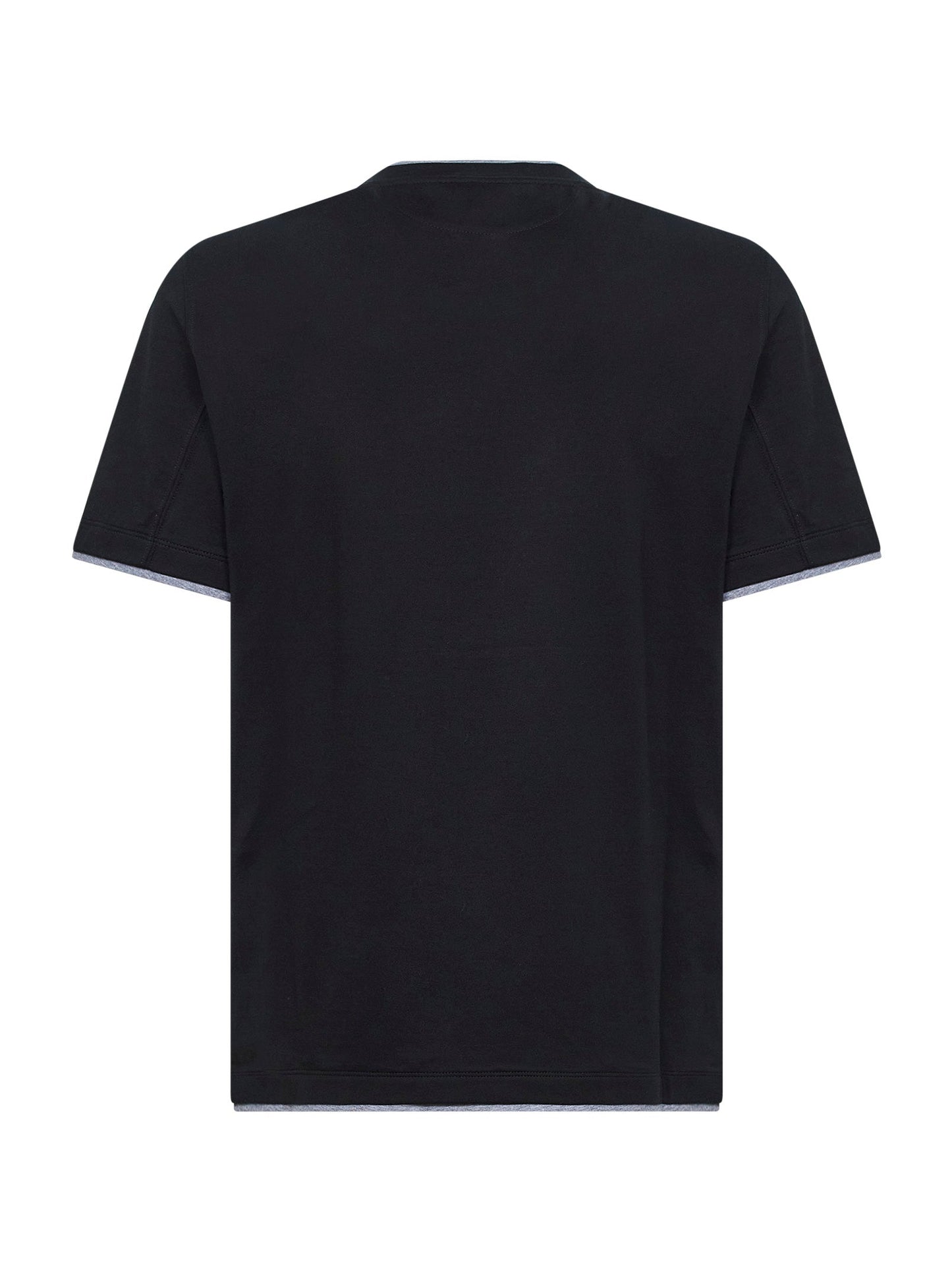 Brunello Cucinelli Men Black Cotton Faux Layering T-Shirt BRUNELLO CUCINELLI