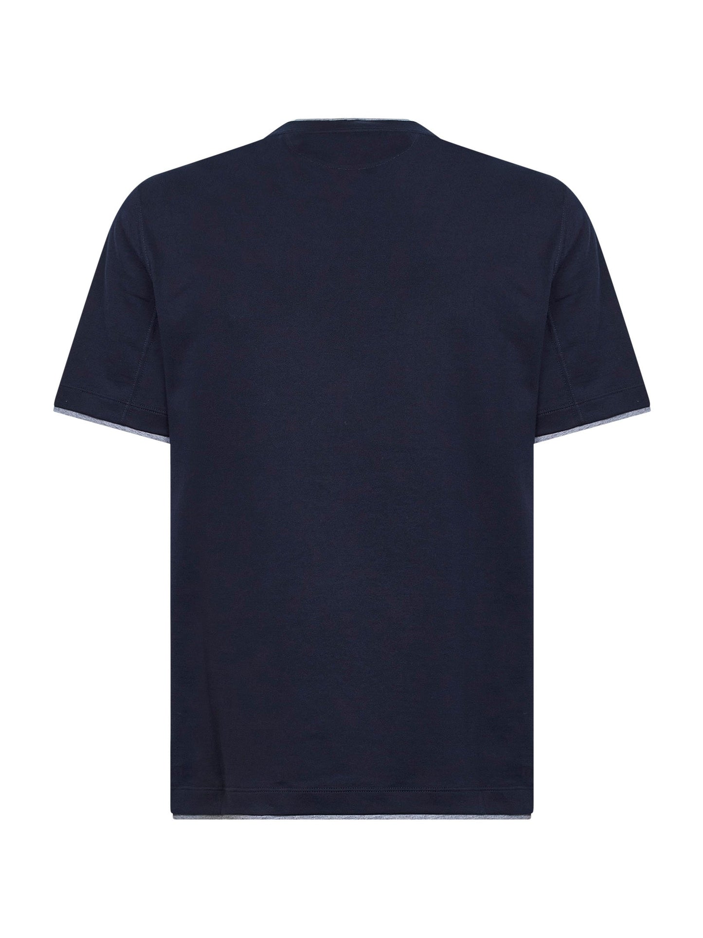 Brunello Cucinelli Men Cobalt Blue Cotton Faux Layering T-Shirt BRUNELLO CUCINELLI