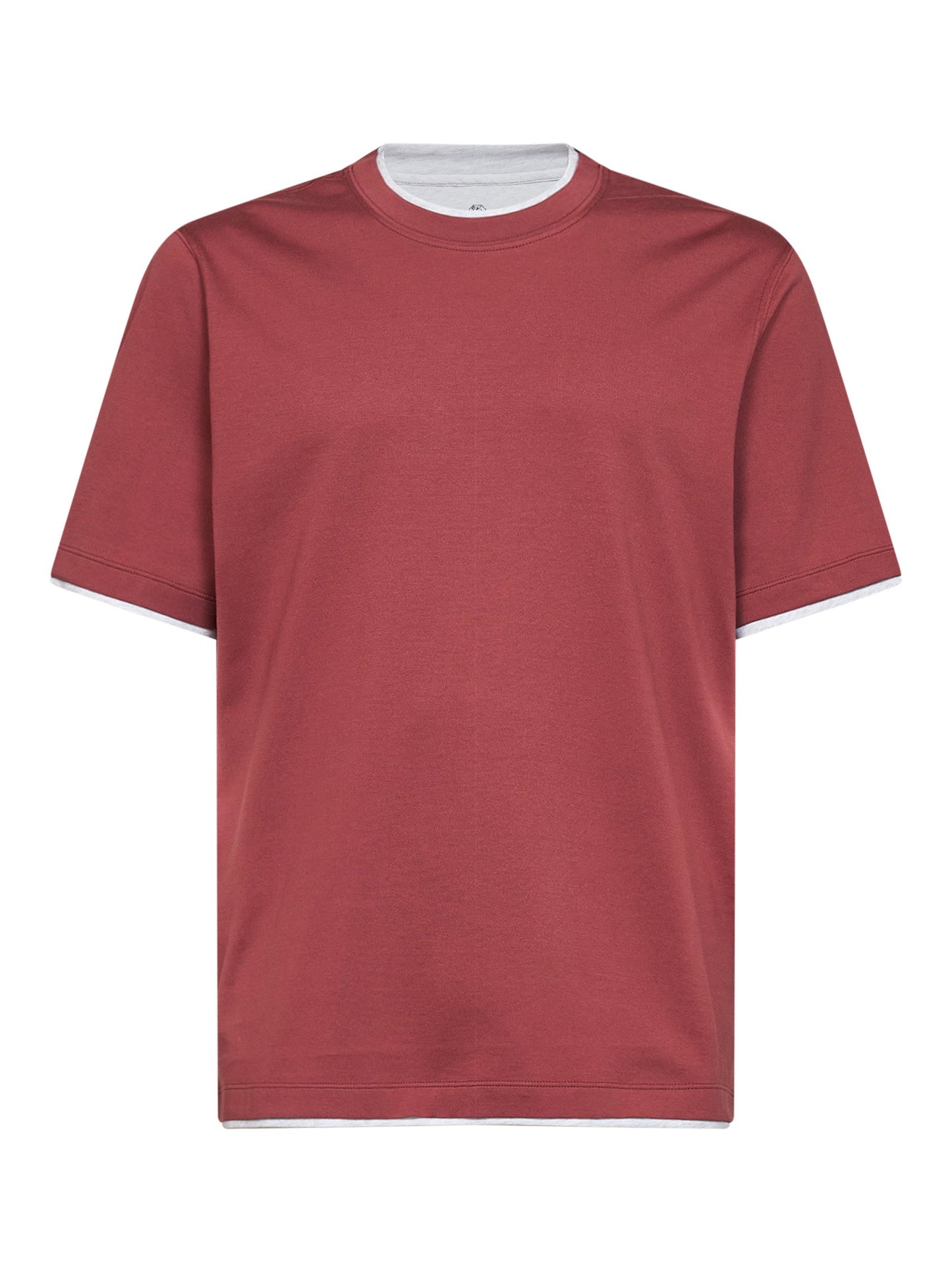 Brunello Cucinelli Men Coral Cotton Faux Layering T-Shirt BRUNELLO CUCINELLI