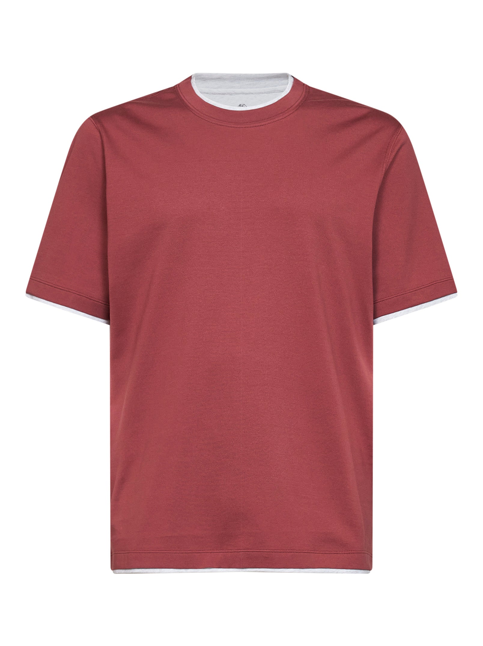 Brunello Cucinelli Men Coral Cotton Faux Layering T-Shirt BRUNELLO CUCINELLI