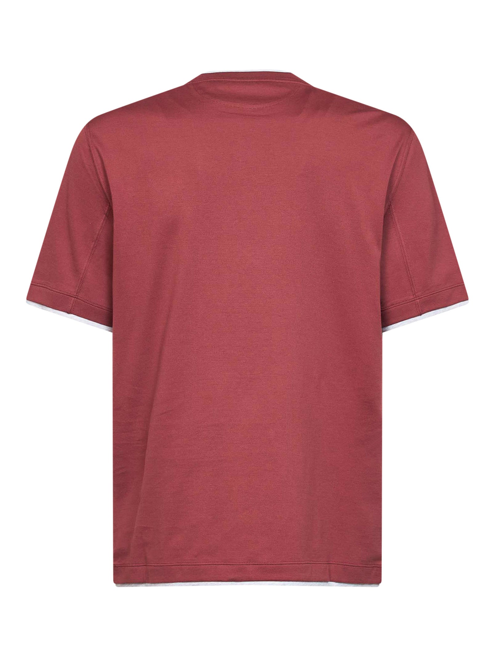 Brunello Cucinelli Men Coral Cotton Faux Layering T-Shirt BRUNELLO CUCINELLI