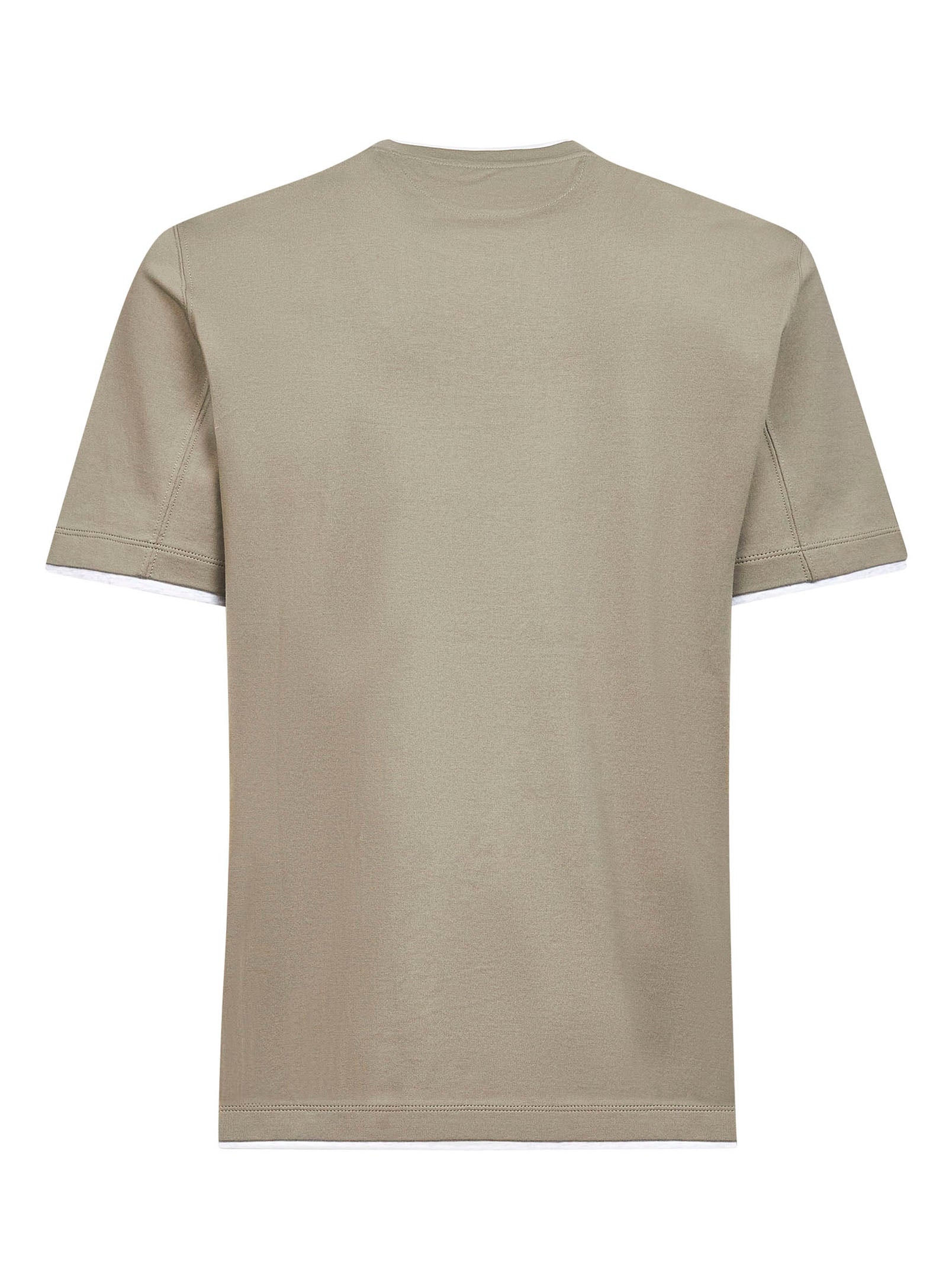 Brunello Cucinelli Men Khaki Cotton Faux Layering T-Shirt BRUNELLO CUCINELLI