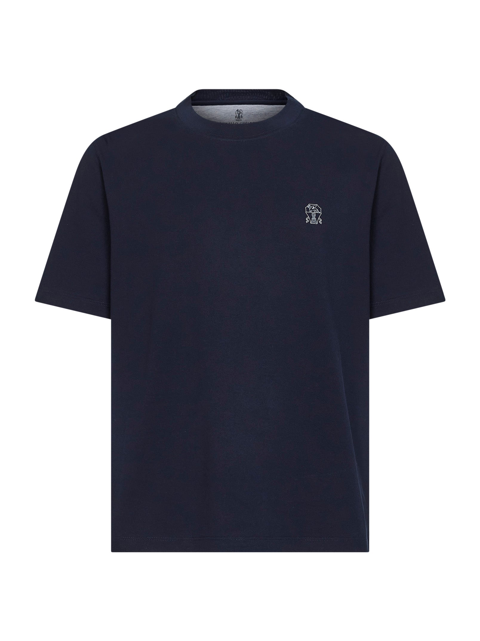 Brunello Cucinelli Men Cobalt Blue Solomeo Crest T-Shirt BRUNELLO CUCINELLI
