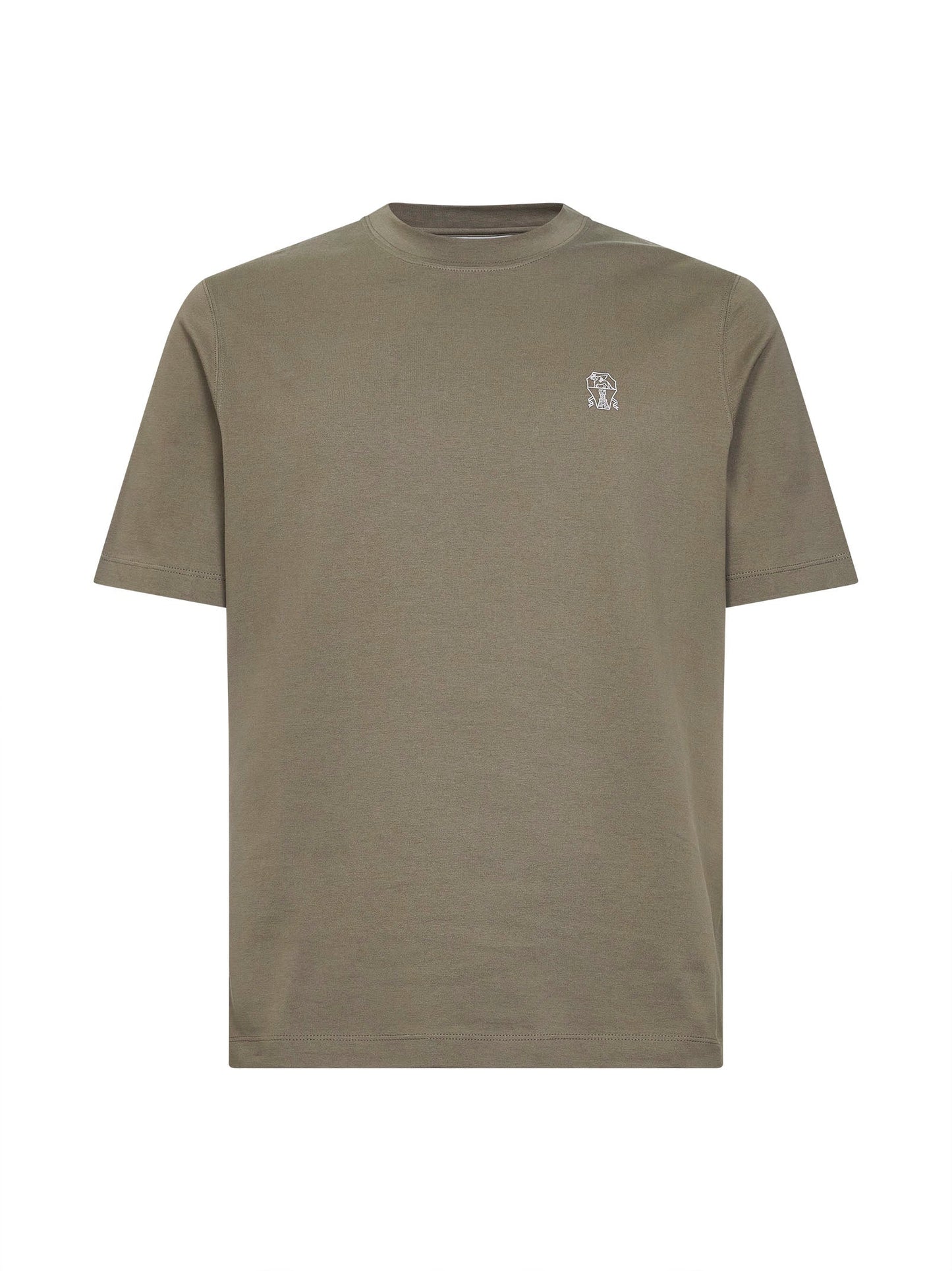 Brunello Cucinelli Men Khaki Solomeo Crest T-Shirt BRUNELLO CUCINELLI