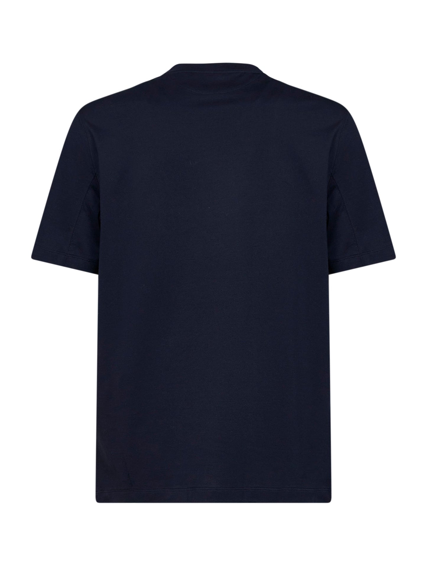 Brunello Cucinelli Men Cobalt Blue Cotton Jersey Printed Crewneck T-Shirt BRUNELLO CUCINELLI