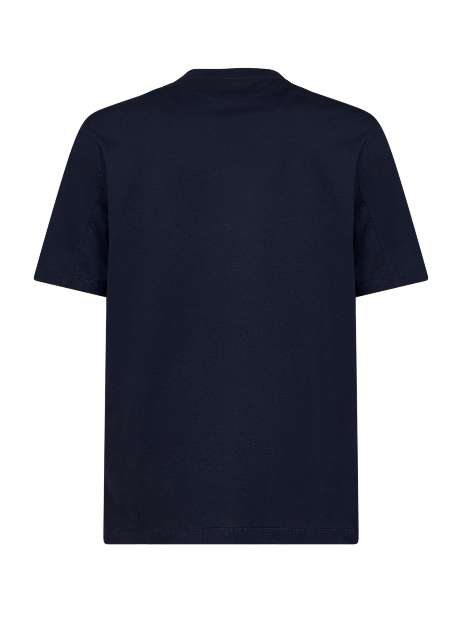 Brunello Cucinelli Men Cobalt Blue Cotton Jersey Printed Crewneck T-Shirt BRUNELLO CUCINELLI
