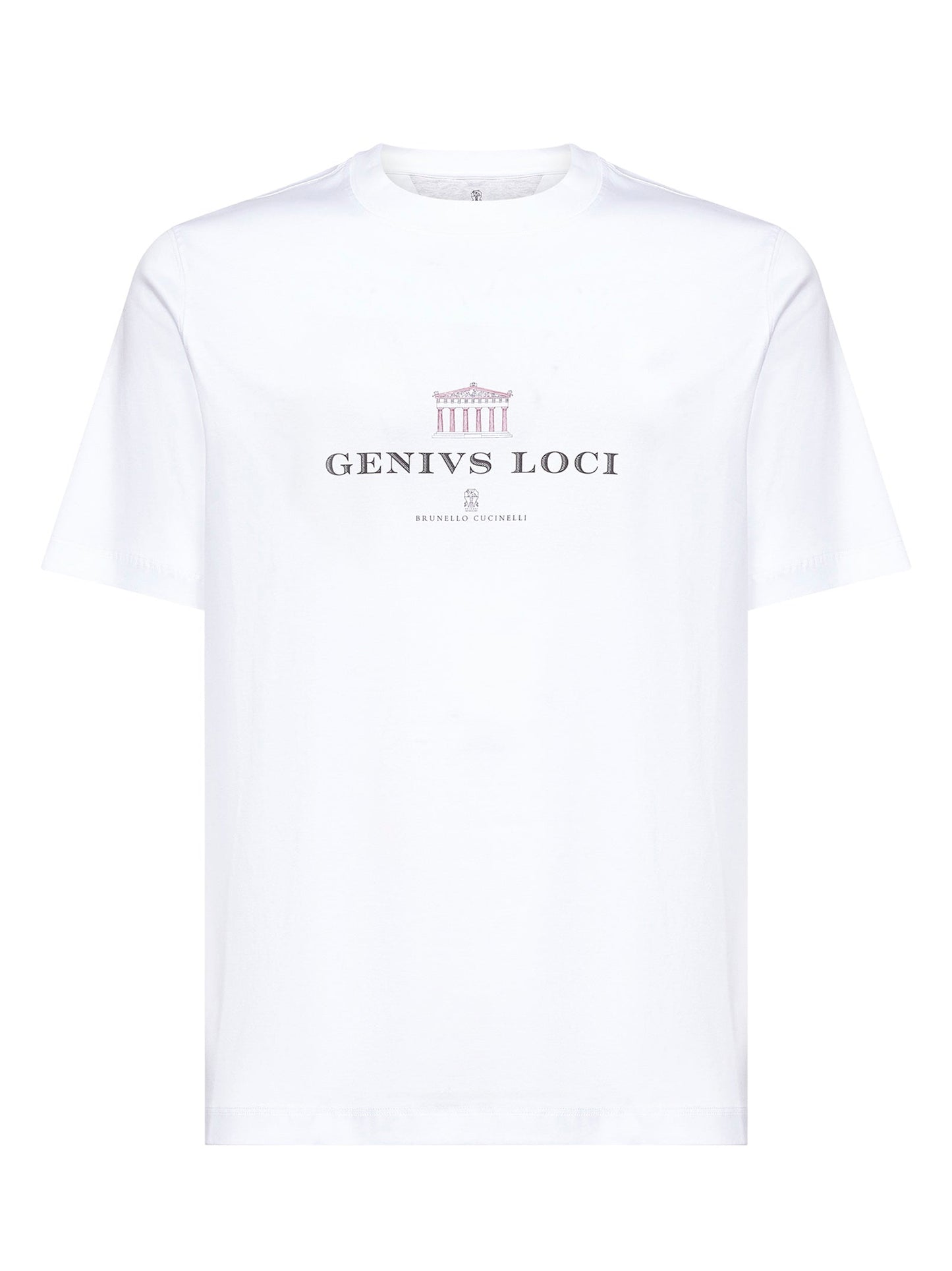 Brunello Cucinelli Men White Jersey Printed Crewneck T-Shirt BRUNELLO CUCINELLI