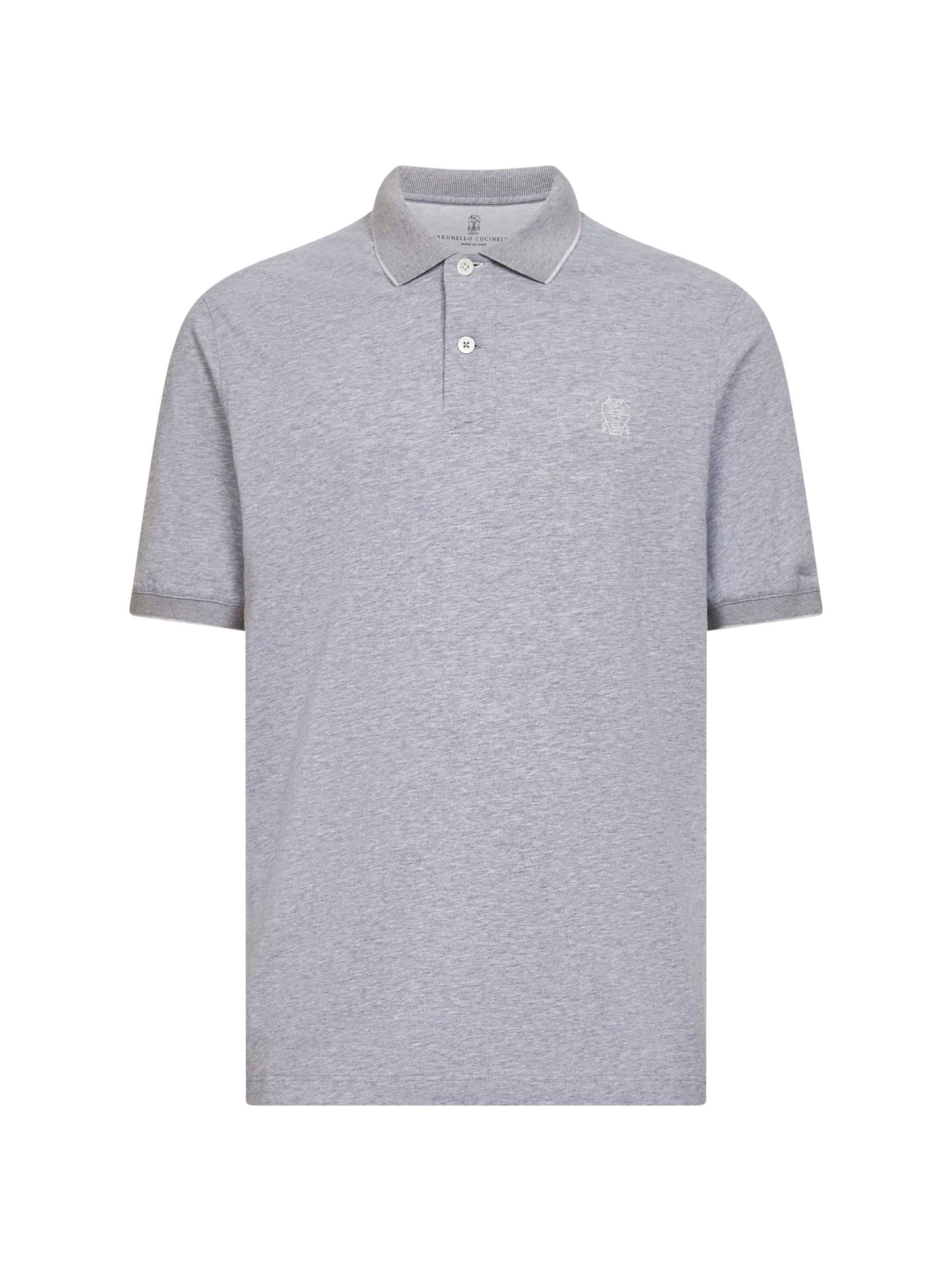 Brunello Cucinelli Men Grey Cotton Jersey Logo Polo Shirt BRUNELLO CUCINELLI