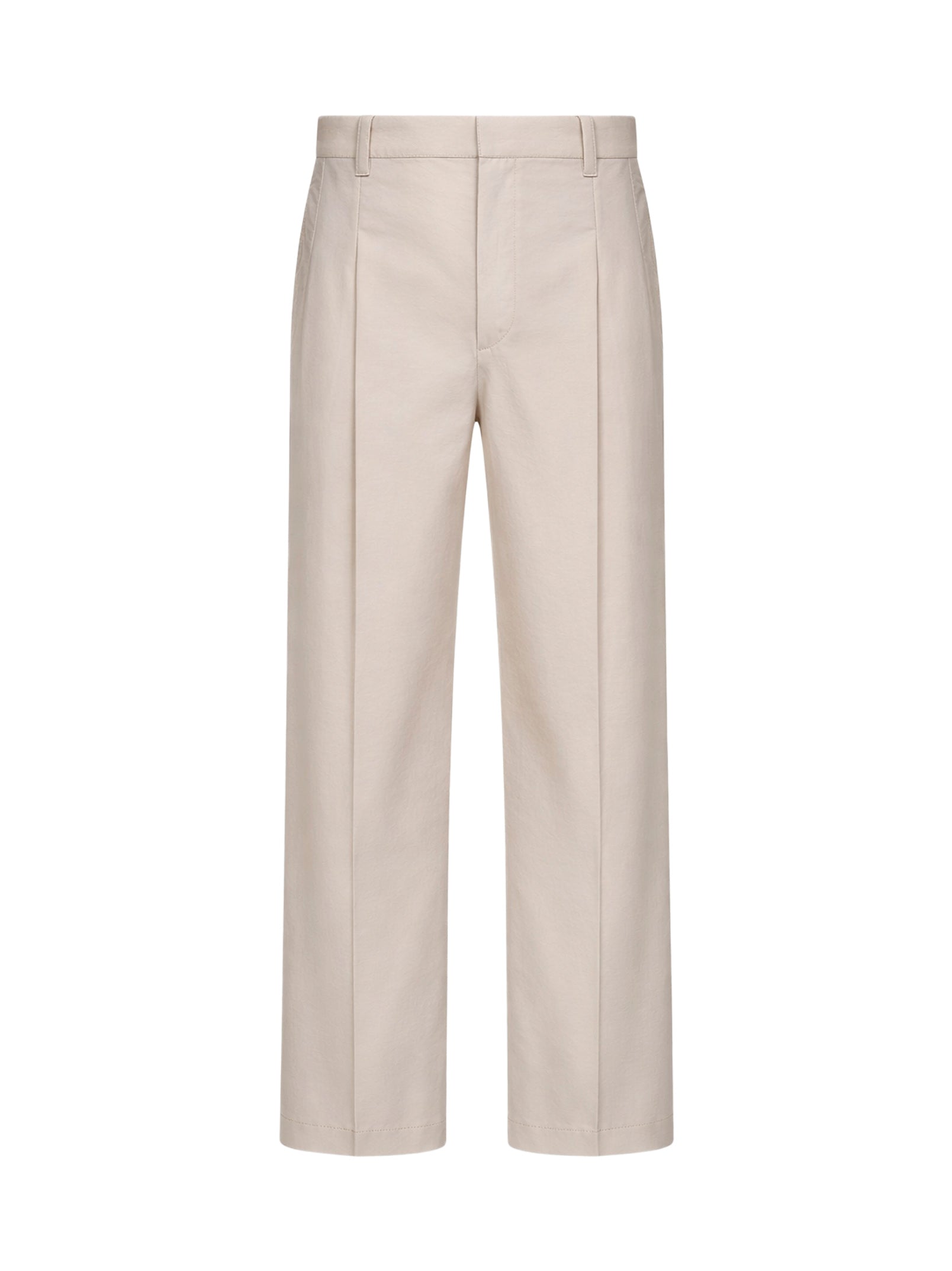 Brunello Cucinelli Women Beige Techno Poplin A-Line Trousers With Monili BRUNELLO CUCINELLI