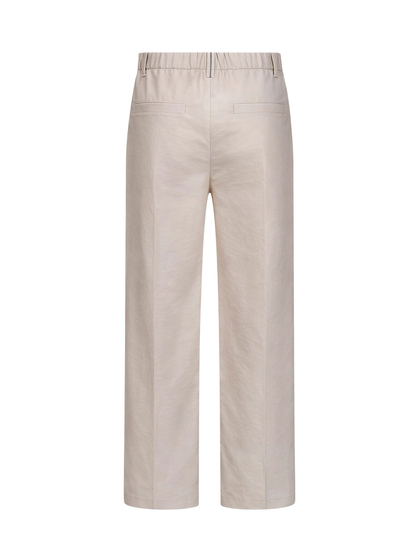 Brunello Cucinelli Women Beige Techno Poplin A-Line Trousers With Monili BRUNELLO CUCINELLI