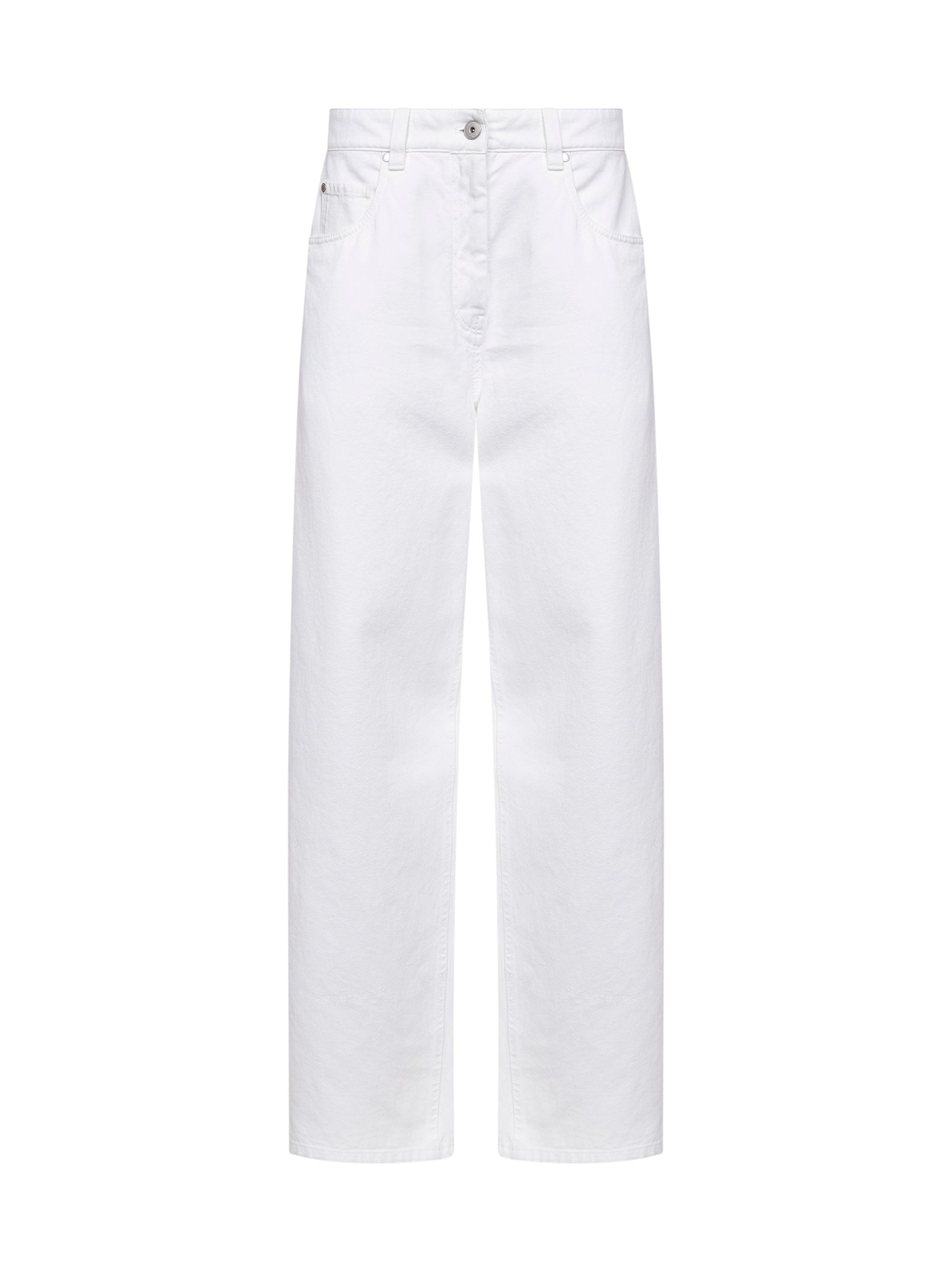 Brunello Cucinelli Women Ivory Authentic Denim Relaxed Jeans With Monili BRUNELLO CUCINELLI