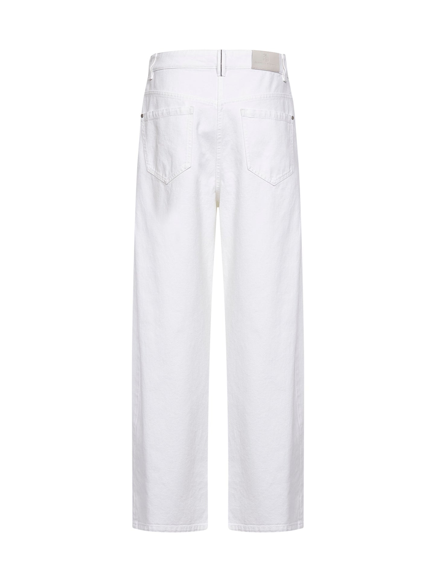 Brunello Cucinelli Women Ivory Authentic Denim Relaxed Jeans With Monili BRUNELLO CUCINELLI