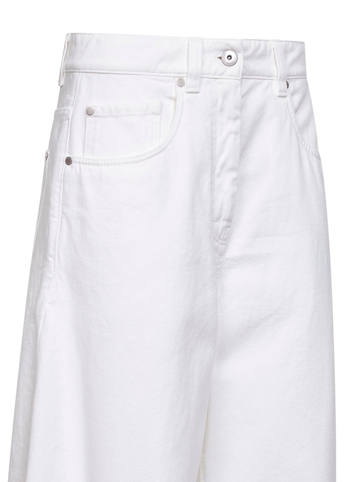 Brunello Cucinelli Women Ivory Authentic Denim Relaxed Jeans With Monili BRUNELLO CUCINELLI