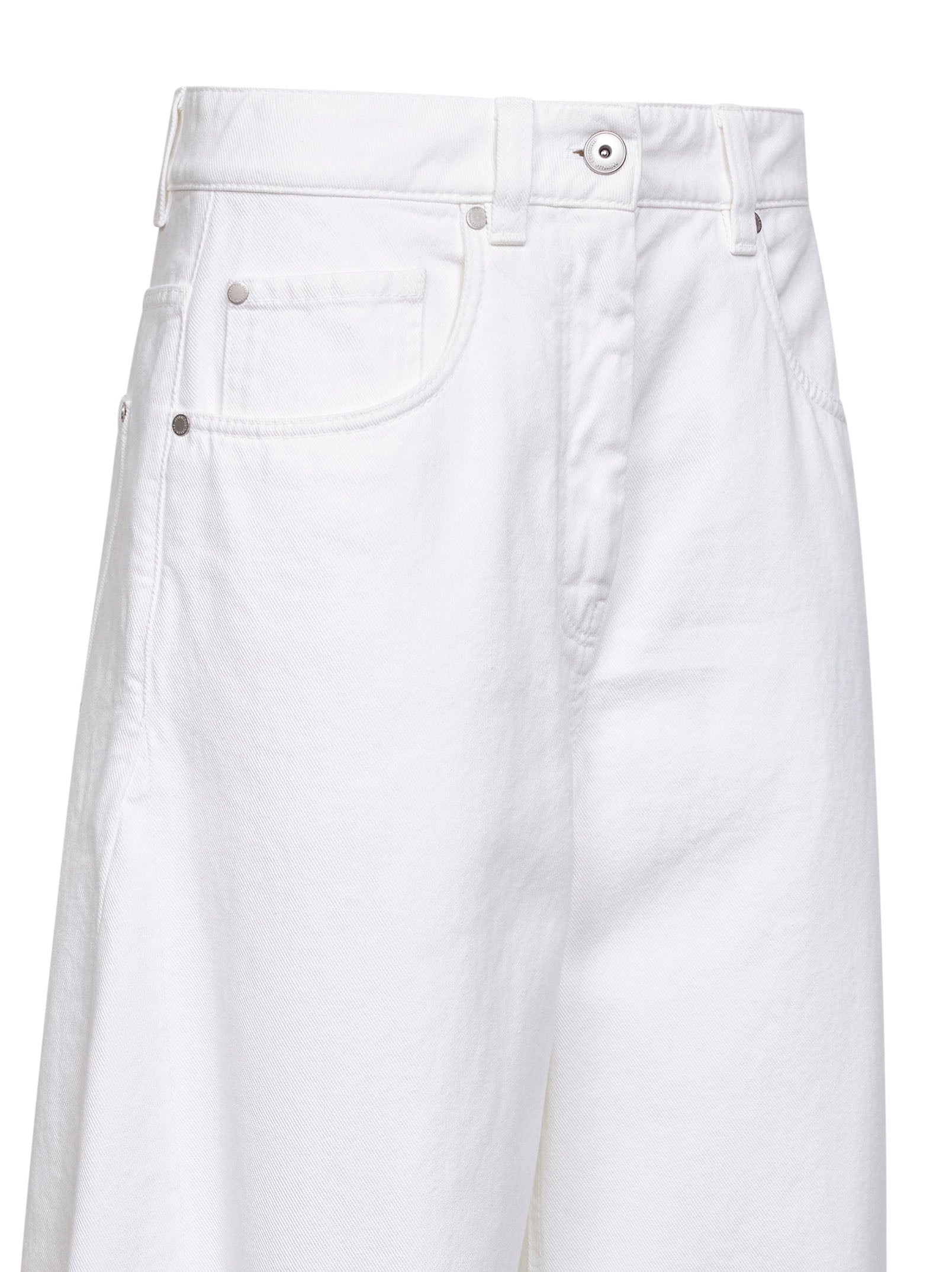 Brunello Cucinelli Women Ivory Authentic Denim Relaxed Jeans With Monili BRUNELLO CUCINELLI