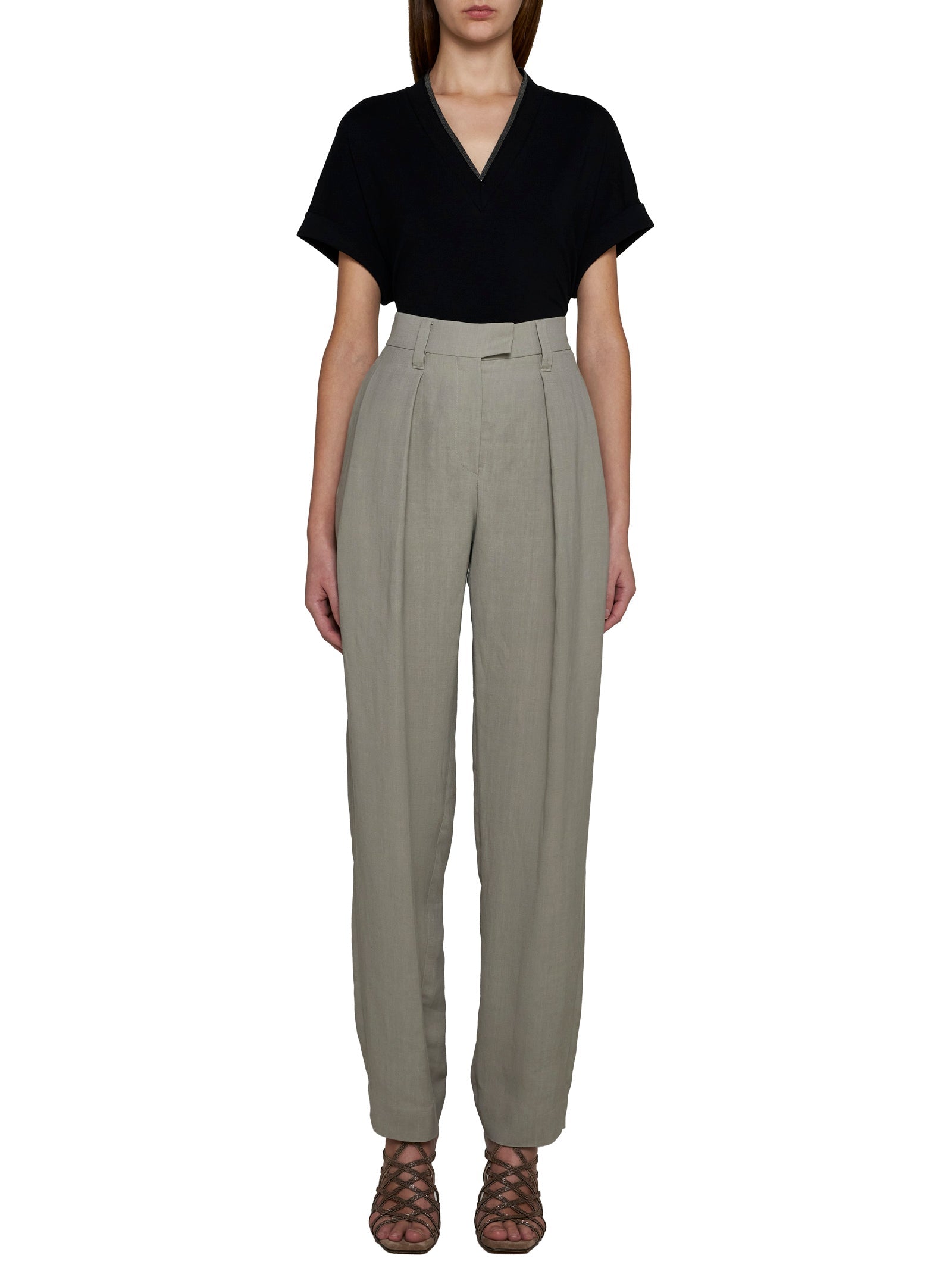 Brunello Cucinelli Women T-Shirt With Precious Neckline BRUNELLO CUCINELLI