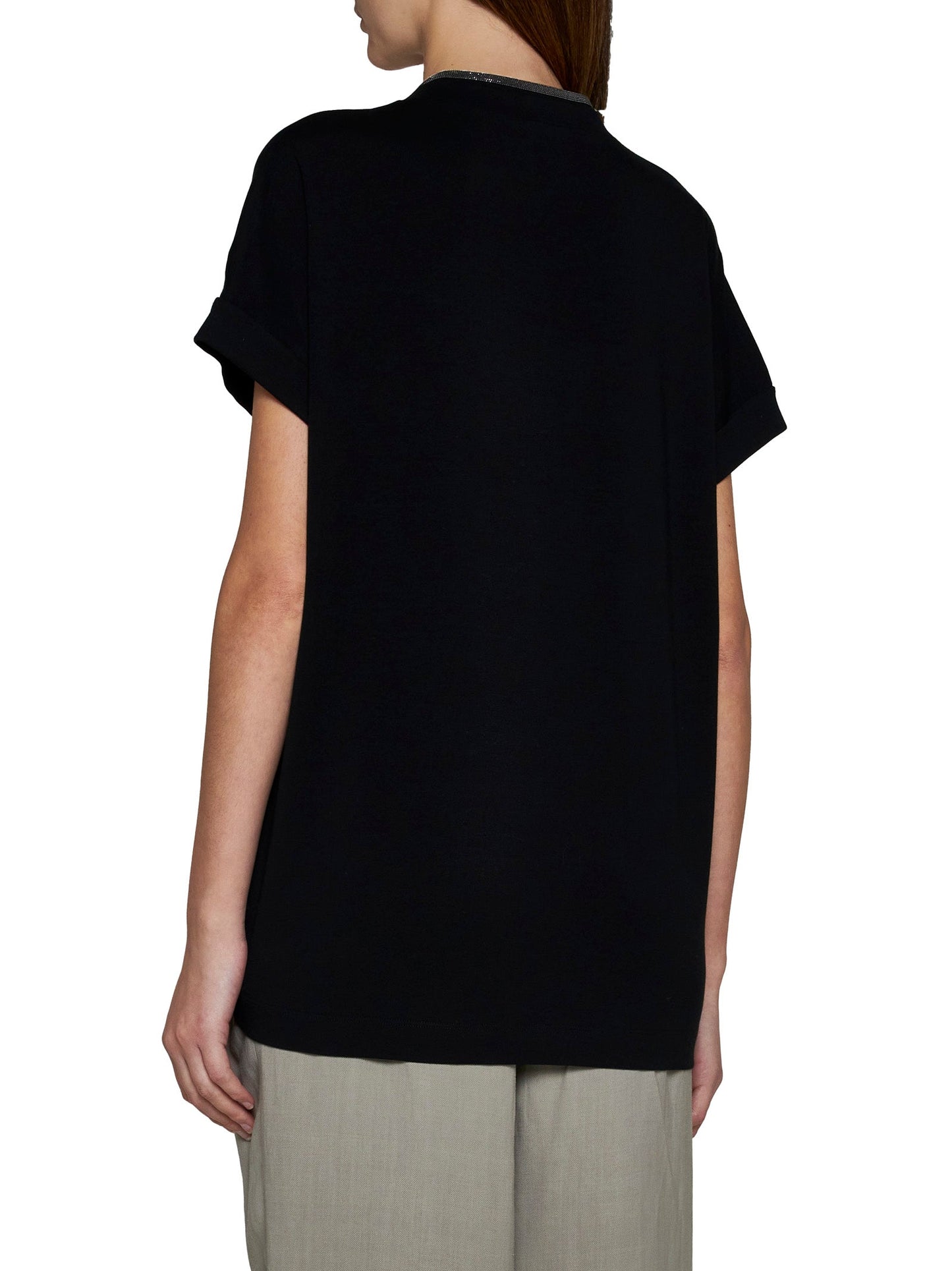 Brunello Cucinelli Women T-Shirt With Precious Neckline BRUNELLO CUCINELLI