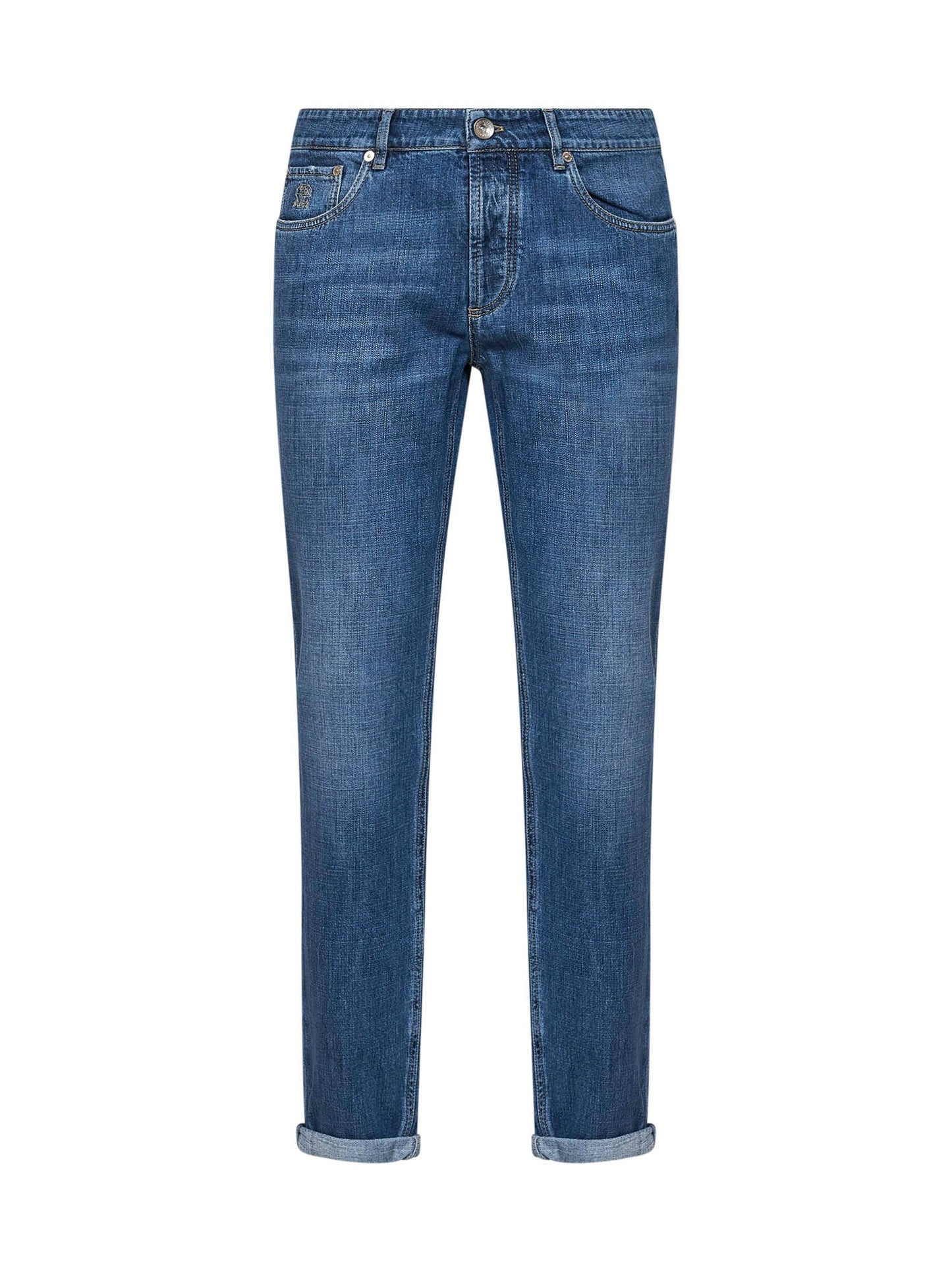Brunello Cucinelli Men Blue Lightweight Denim Traditional Fit Jeans BRUNELLO CUCINELLI