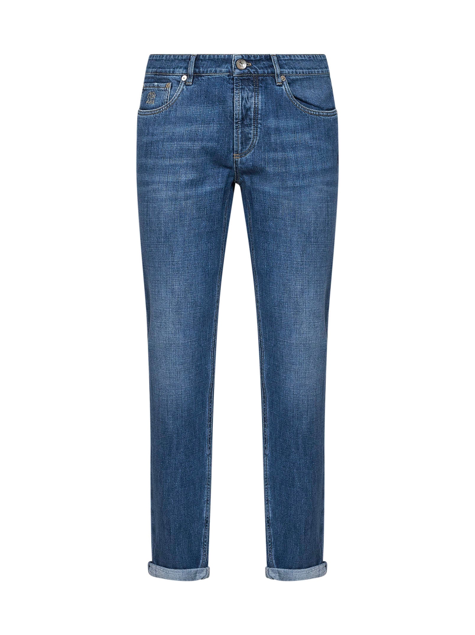 Brunello Cucinelli Men Blue Lightweight Denim Traditional Fit Jeans BRUNELLO CUCINELLI
