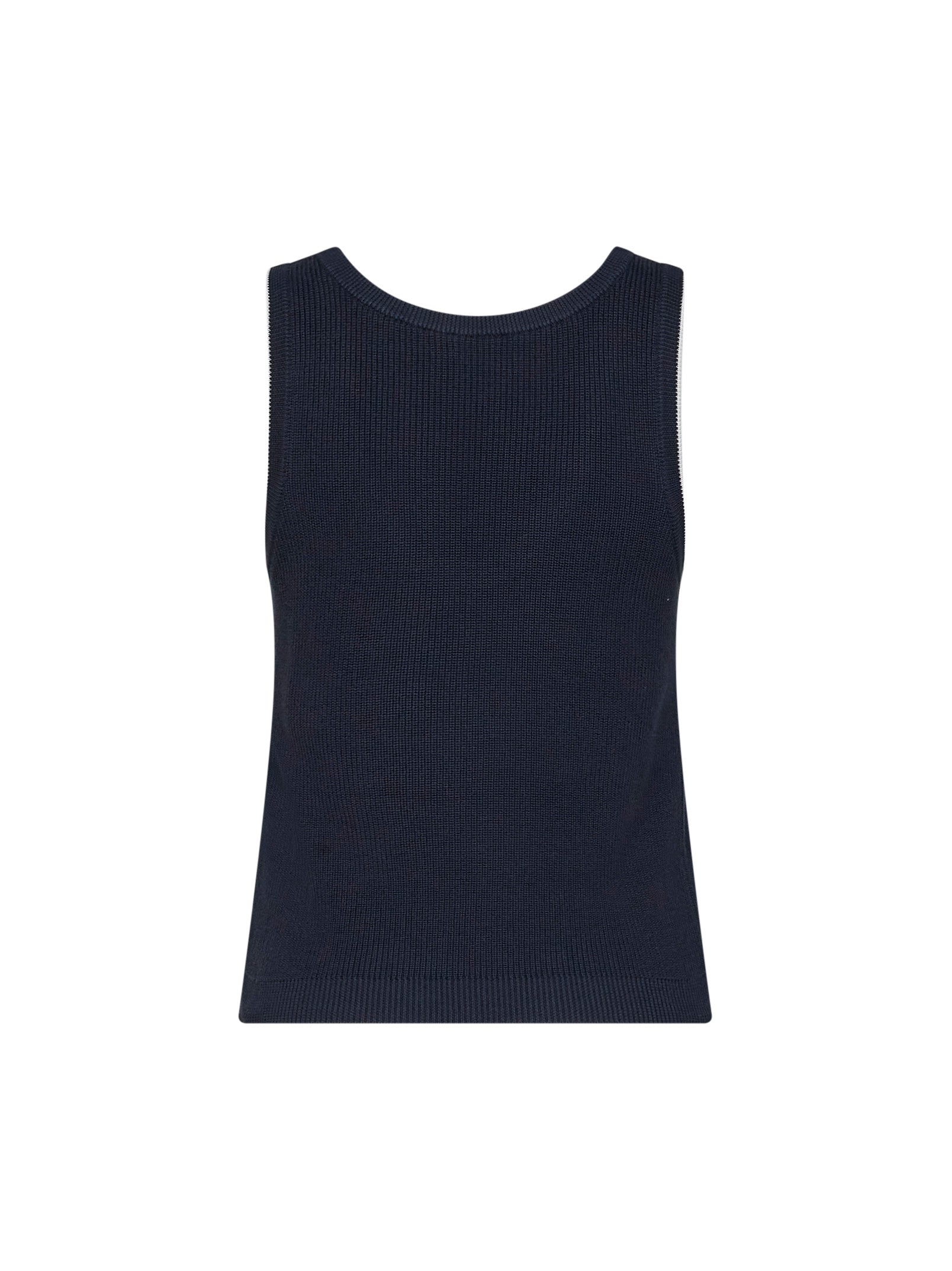 Brunello Cucinelli Women Blue Ribbed Cotton Knit Top BRUNELLO CUCINELLI