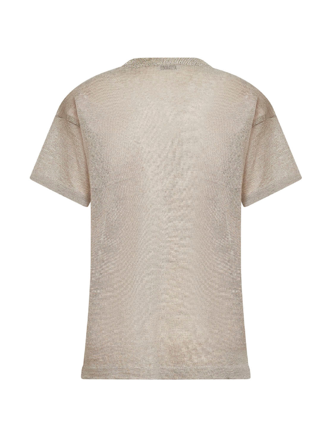 Brunello Cucinelli Women Beige Linen Blend Sweater With Lamé Crewneck BRUNELLO CUCINELLI